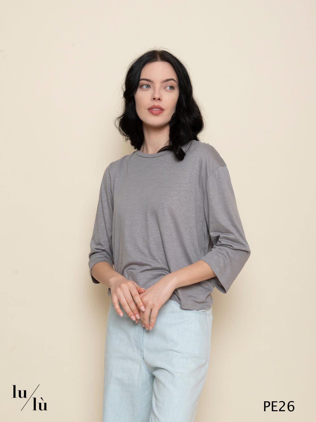 Ciclamino - T-shirt donna in viscosa e lino