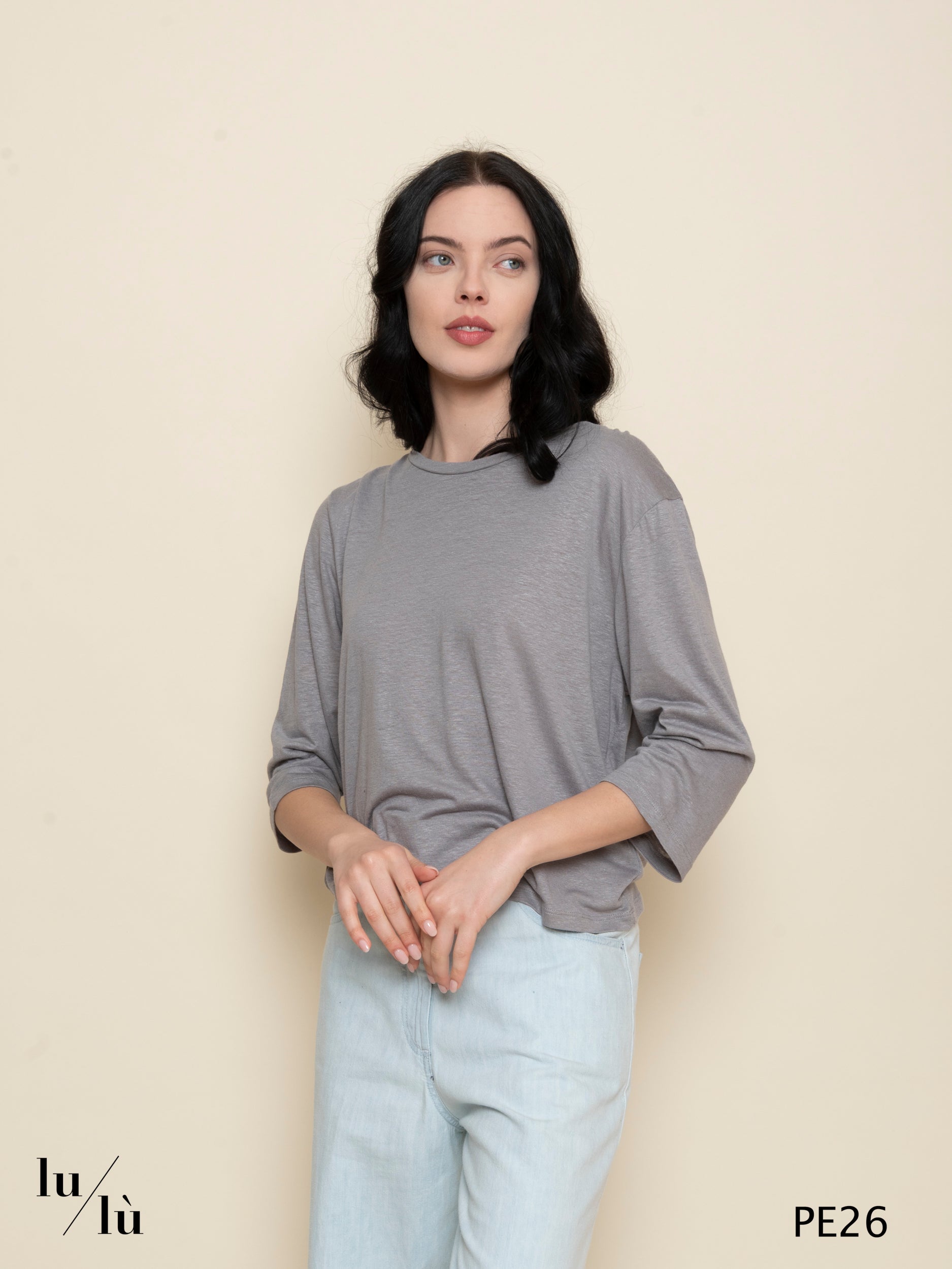 Ciclamino - T-shirt donna in viscosa e lino