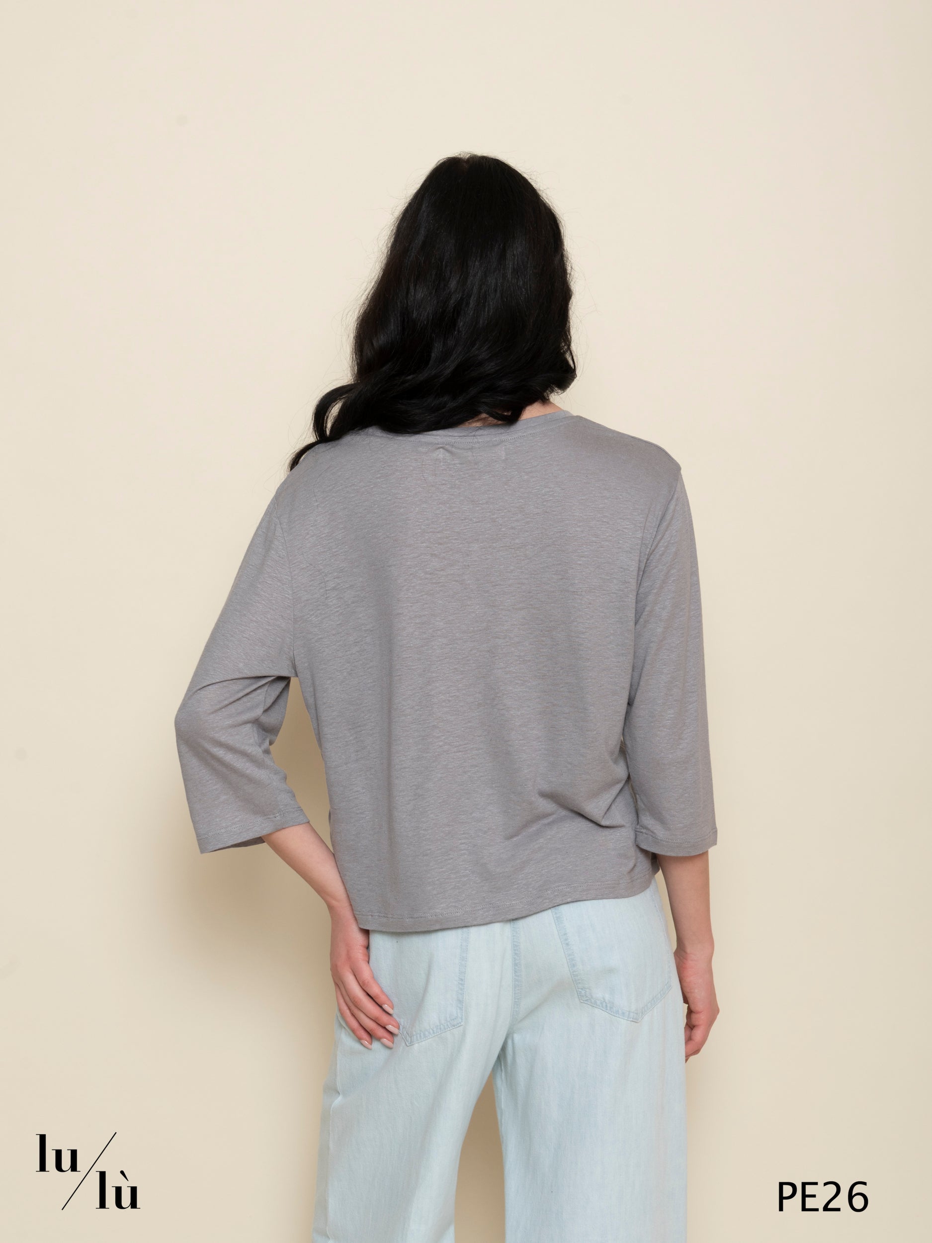 Ciclamino - T-shirt donna in viscosa e lino