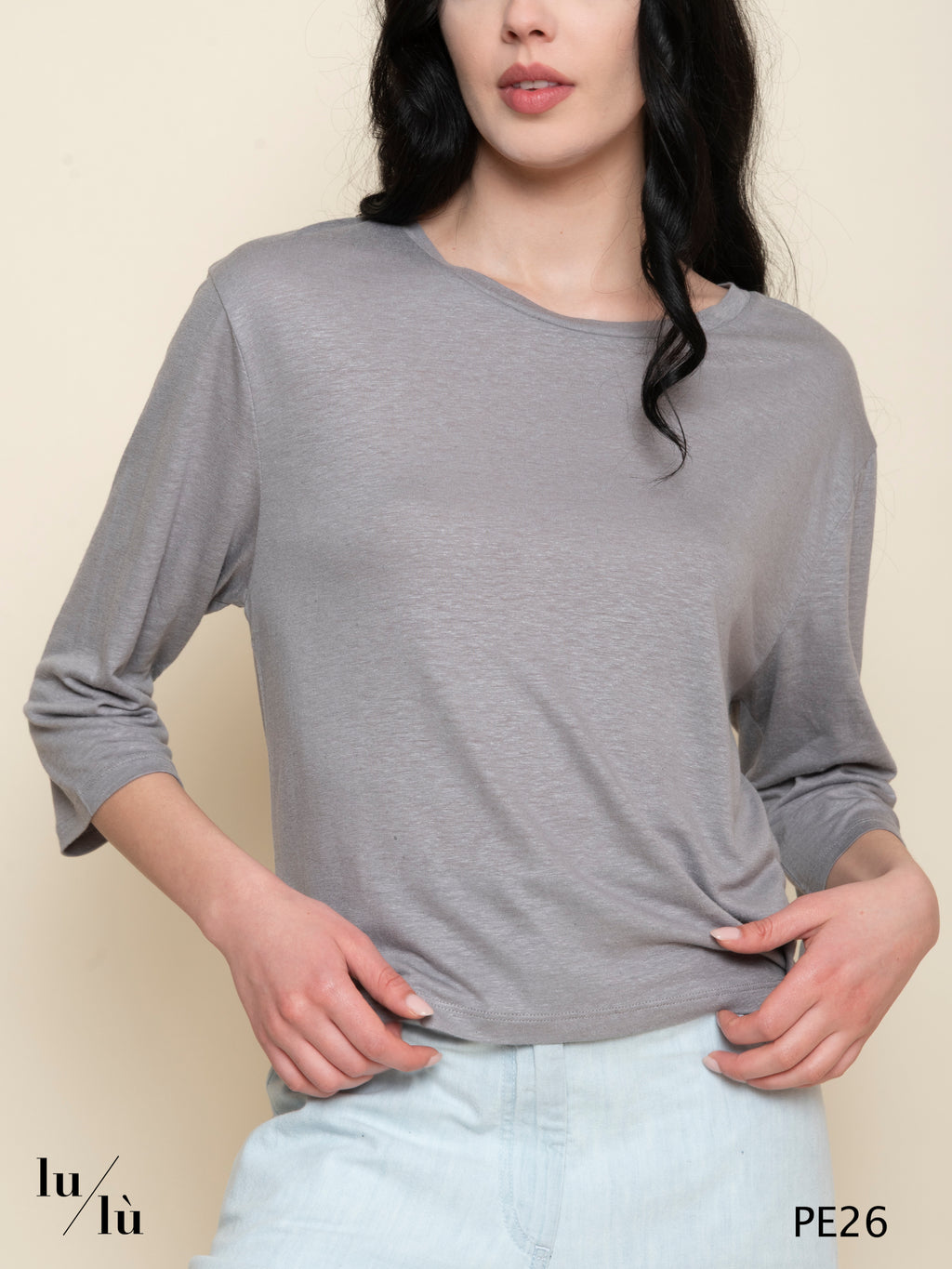 Ciclamino - T-shirt donna in viscosa e lino