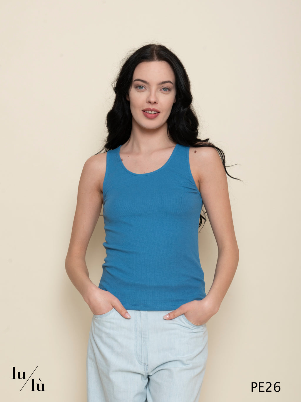 Elicriso - Canotta donna a costine spalla larga