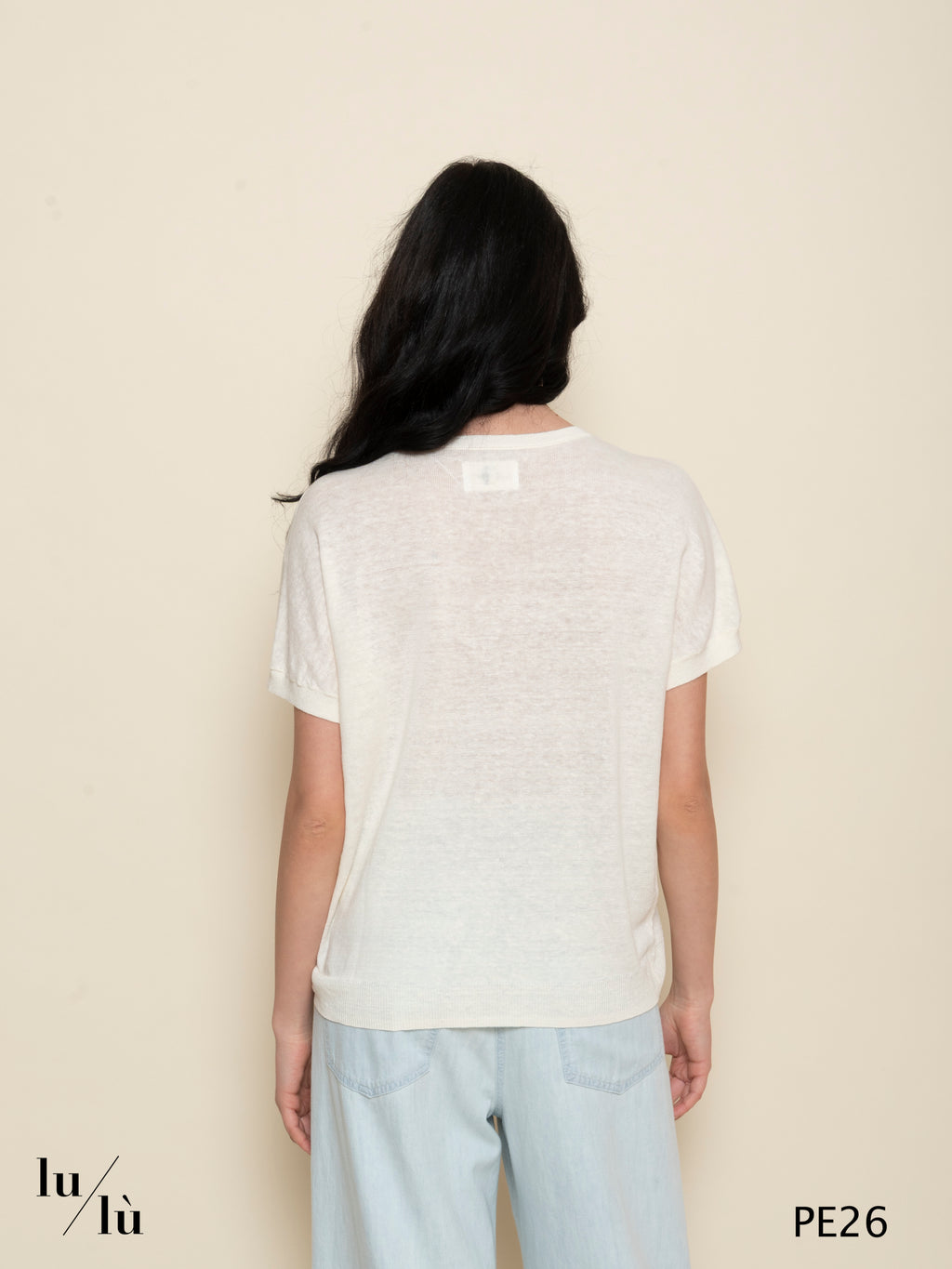 Brise Creme - Maglia donna in puro lino con scollo a V