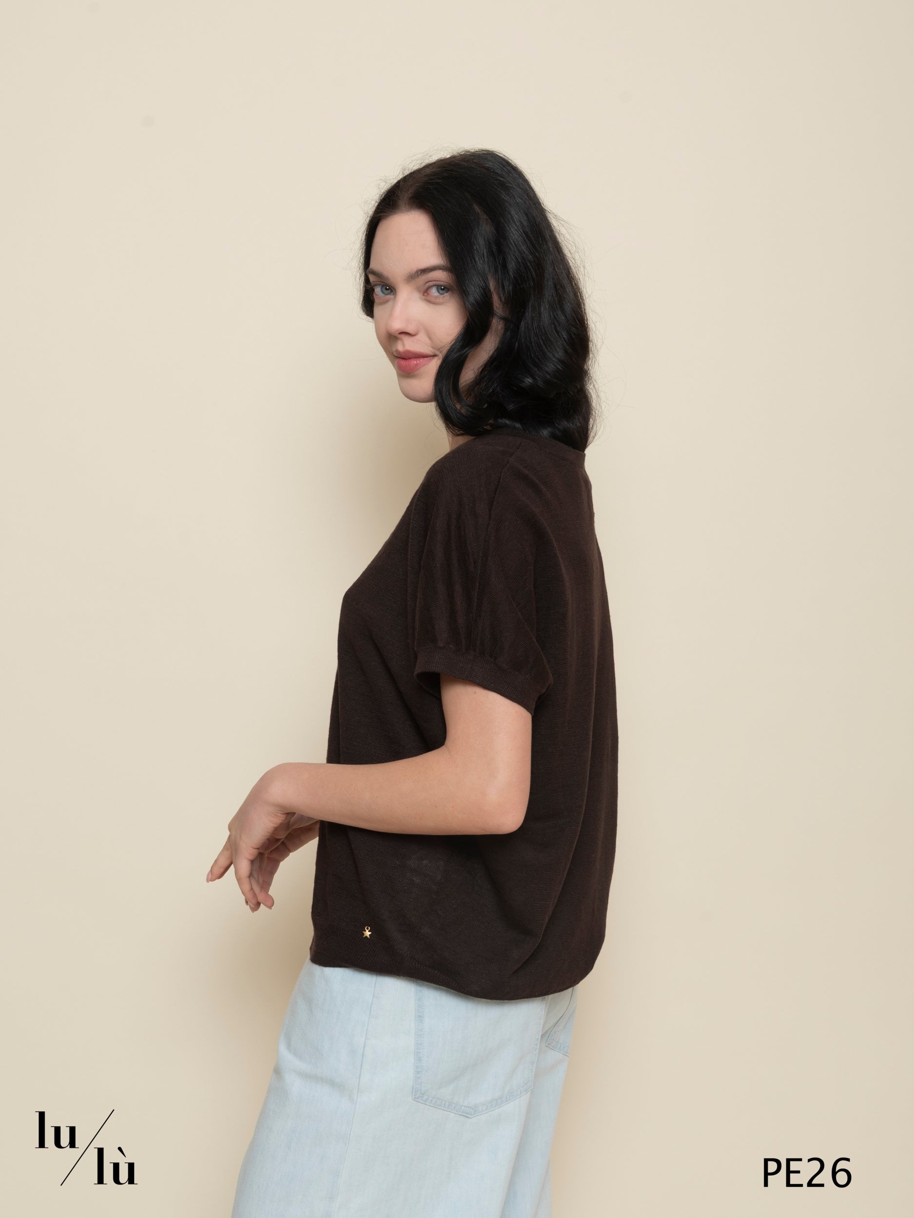 Brise Terre - Maglia donna in puro lino con scollo a V