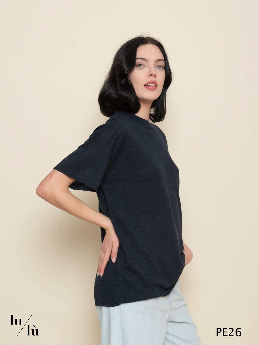 Brownie Marine - Maglia donna in puro lino con bottoni