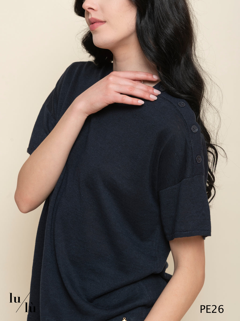 Brownie Marine - Maglia donna in puro lino con bottoni