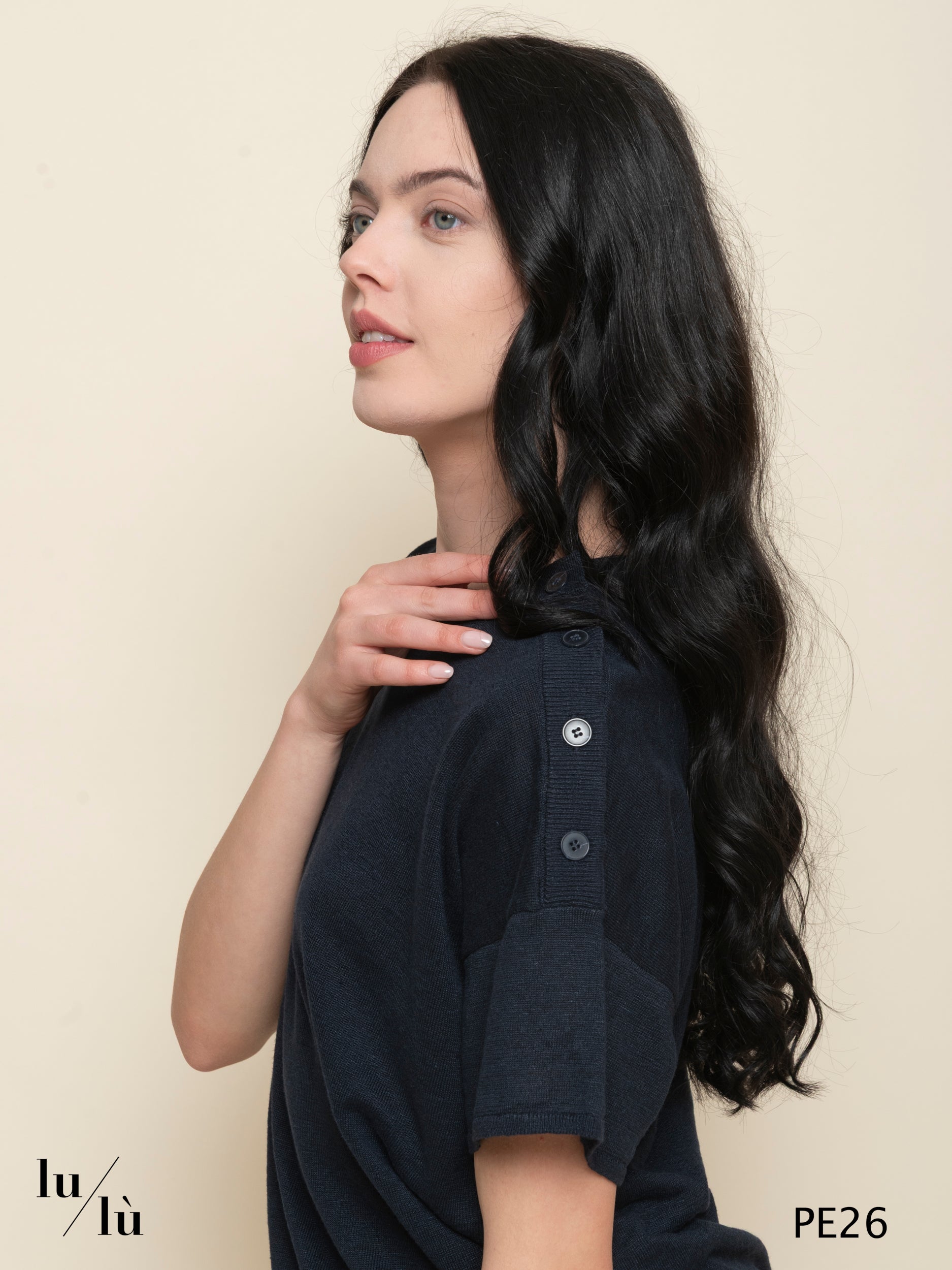 Brownie Marine - Maglia donna in puro lino con bottoni