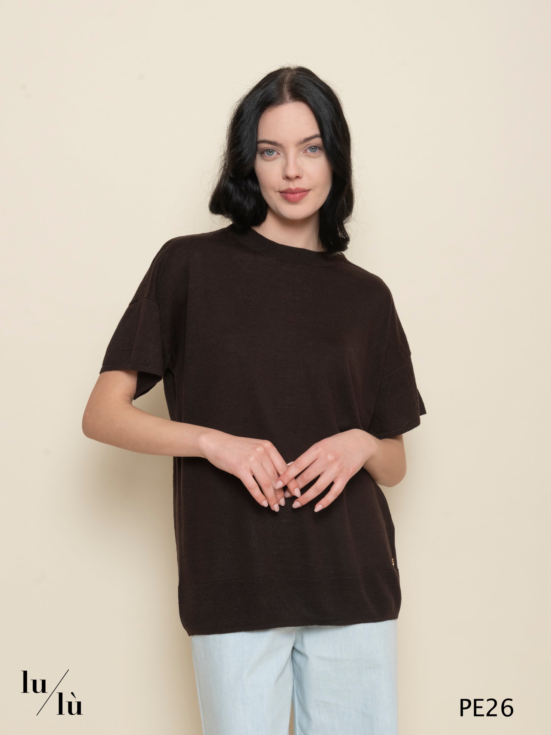 Brownie Terre - Maglia donna in puro lino con bottoni