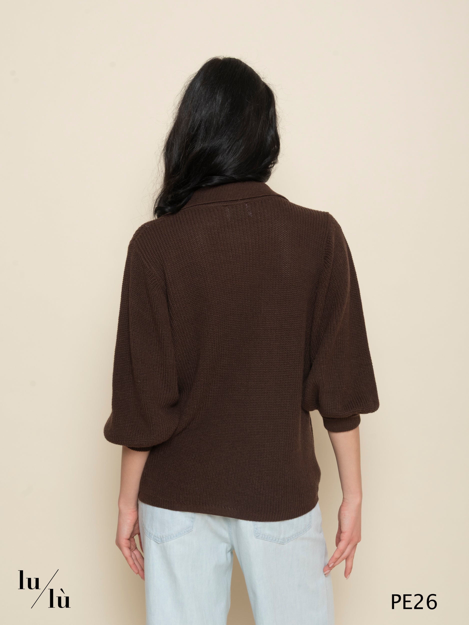 Fucsia - Maglia donna polo in cotone e cashmere