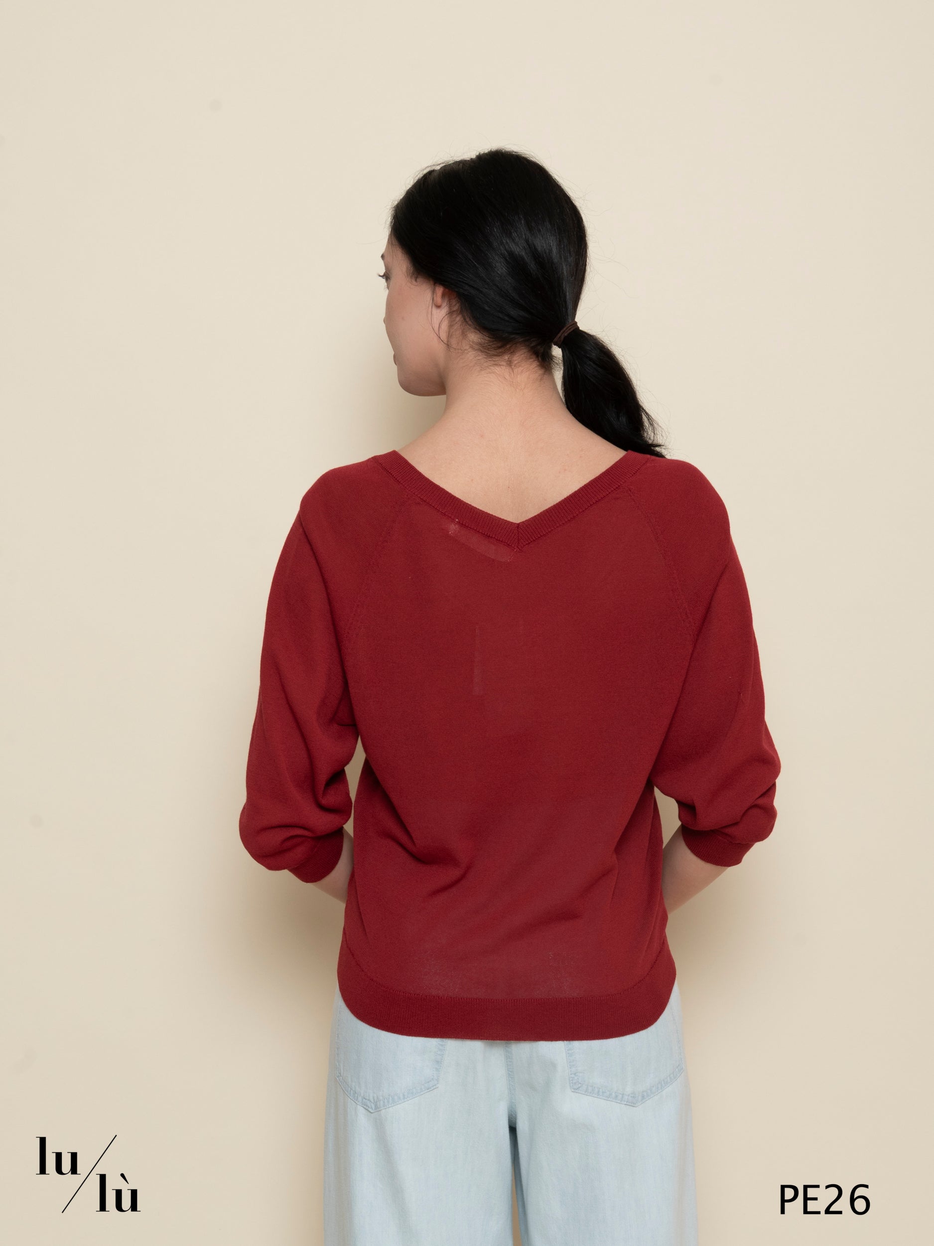 Jonquilla - Maglia donna scollo a V in cotone