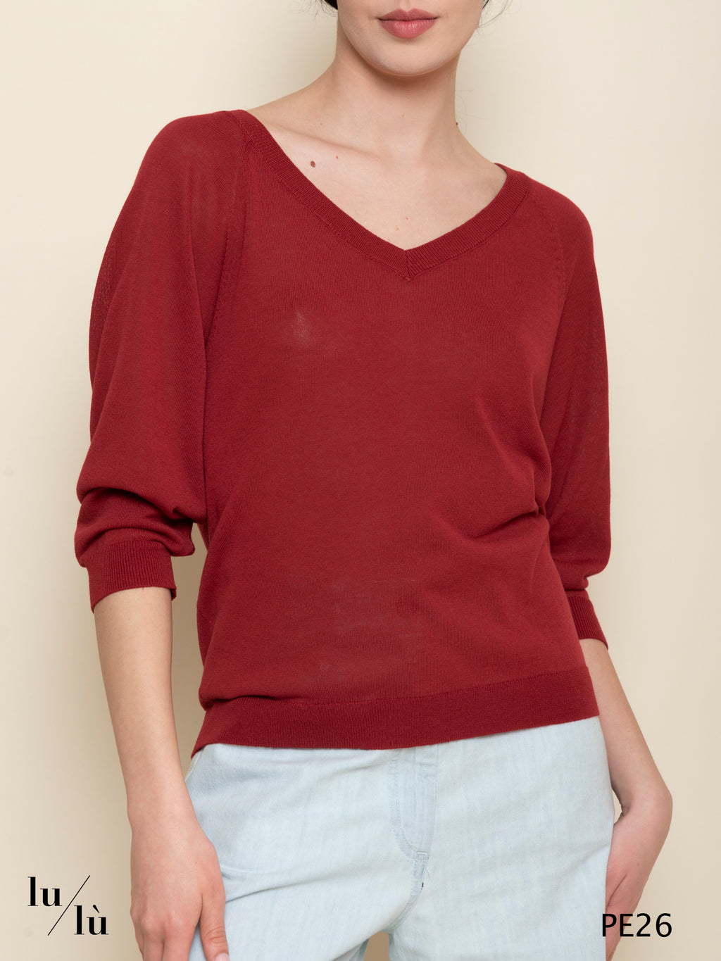 Jonquilla - Maglia donna scollo a V in cotone