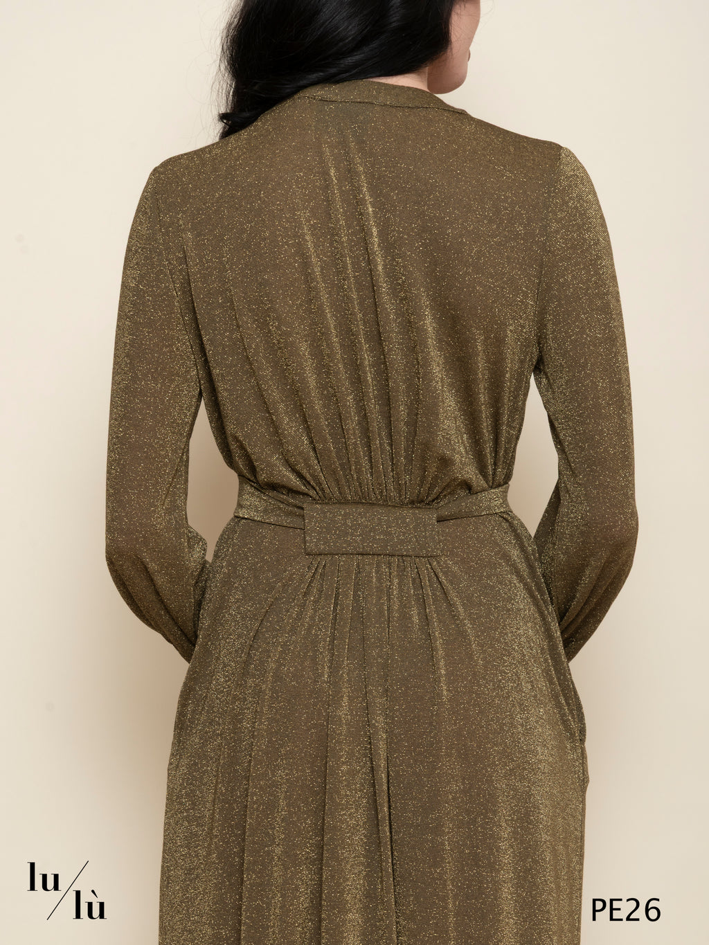 California - Abito donna midi in lurex con cintura