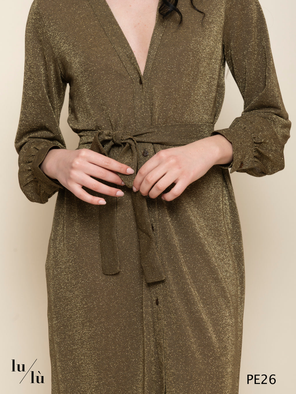 California - Abito donna midi in lurex con cintura