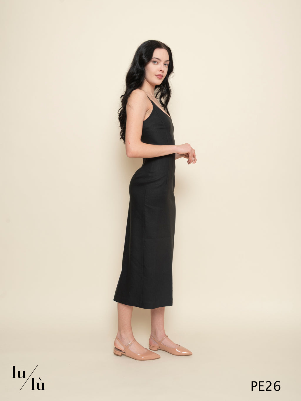 Linnea - Abito donna midi effetto bustier in viscosa e lino