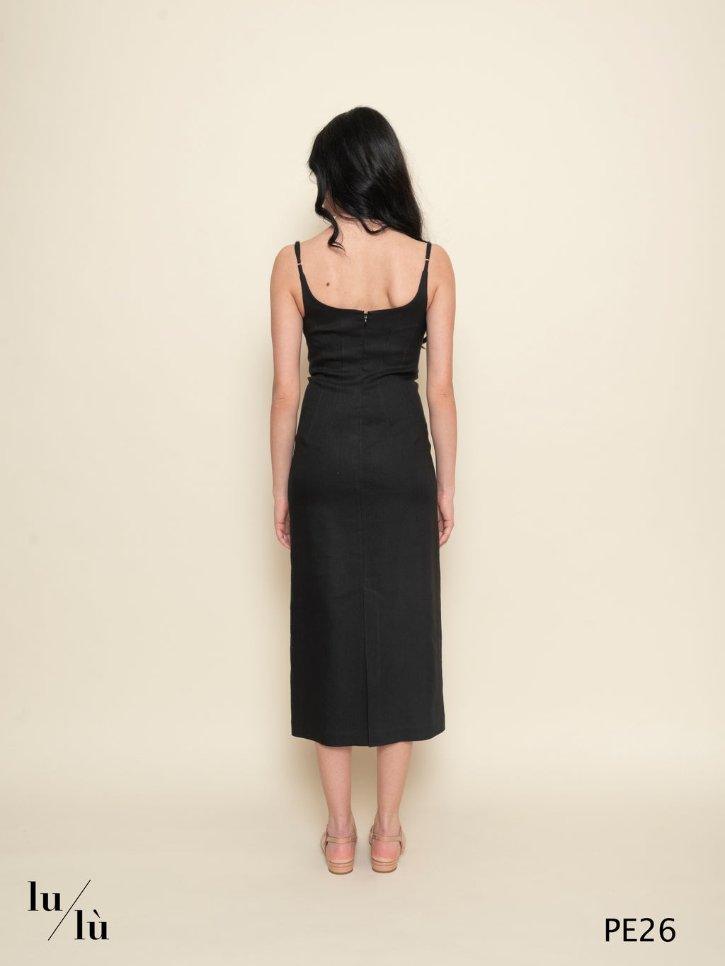 Linnea - Abito donna midi effetto bustier in viscosa e lino