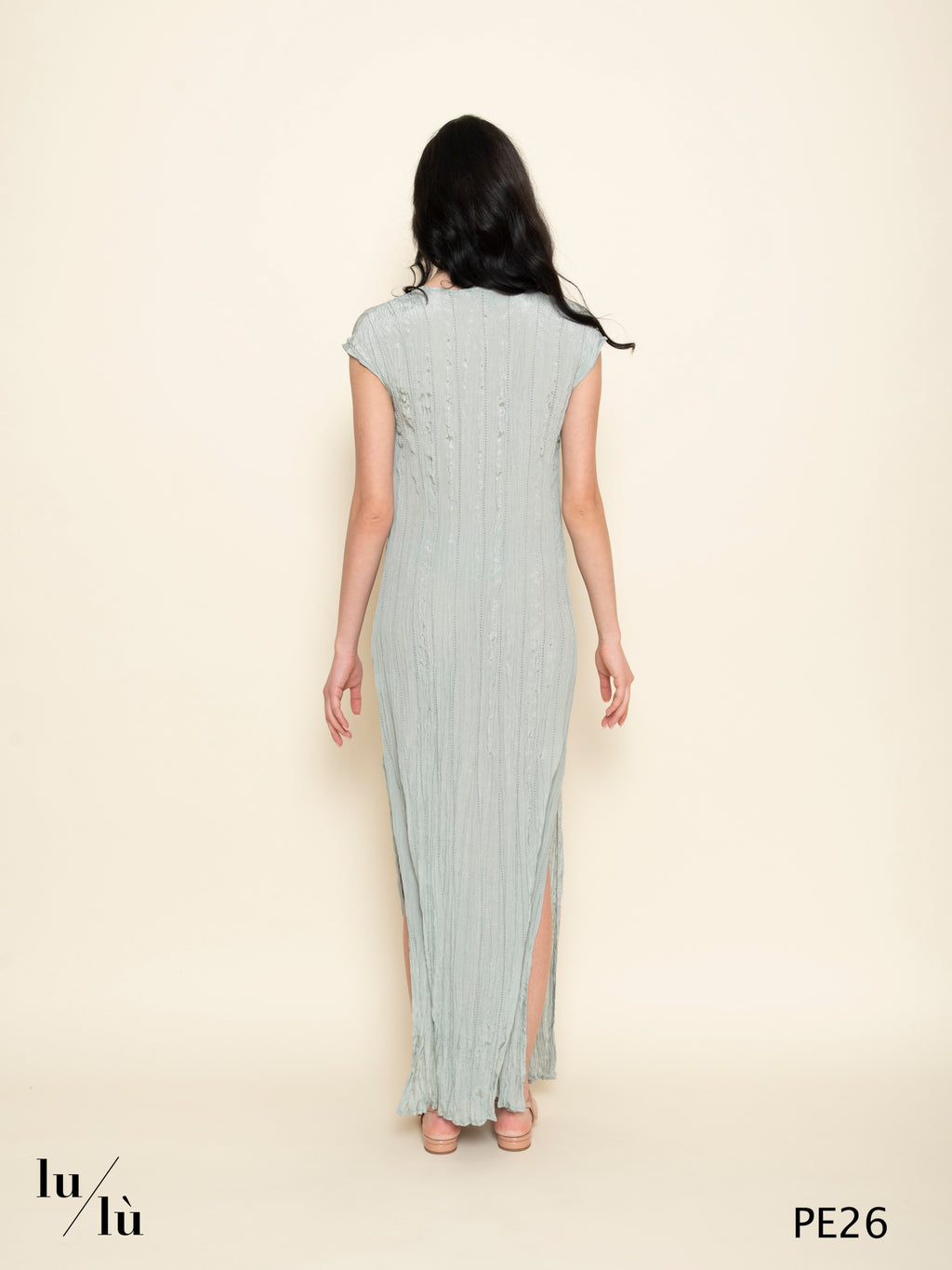 Loto - Abito donna lungo in viscosa froissé