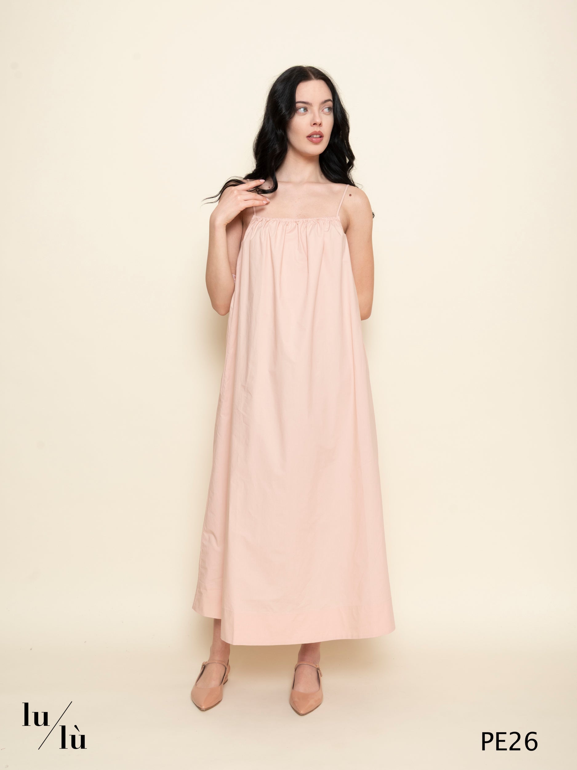 Heidi - Abito donna midi in cotone con cintura