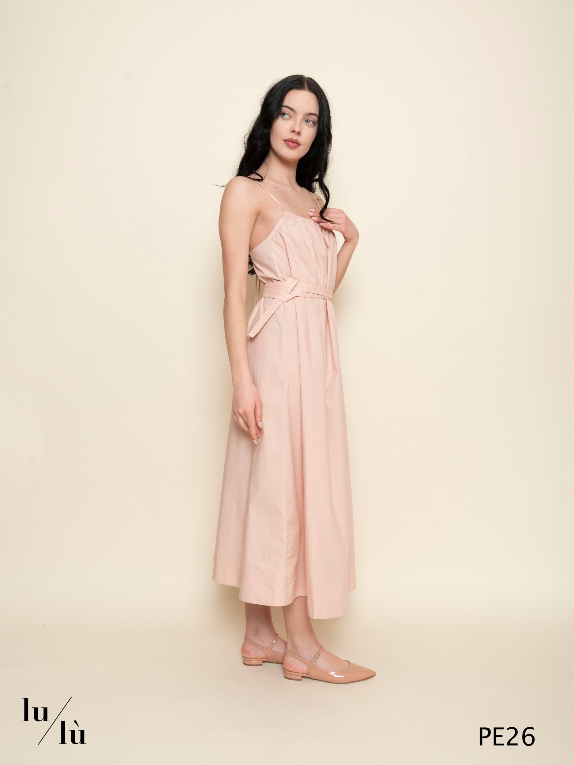 Heidi - Abito donna midi in cotone con cintura