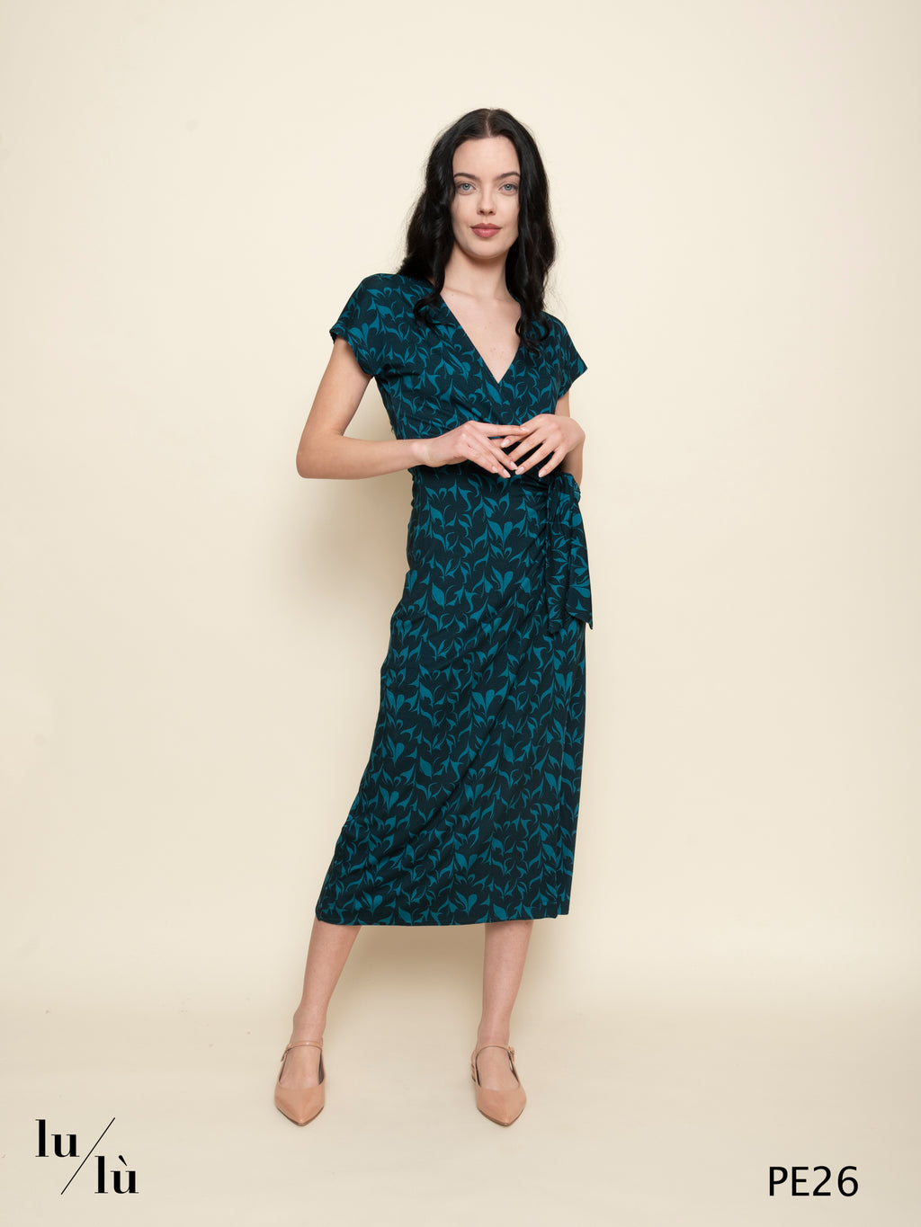 Pervinca - Abito donna midi in viscosa stampata