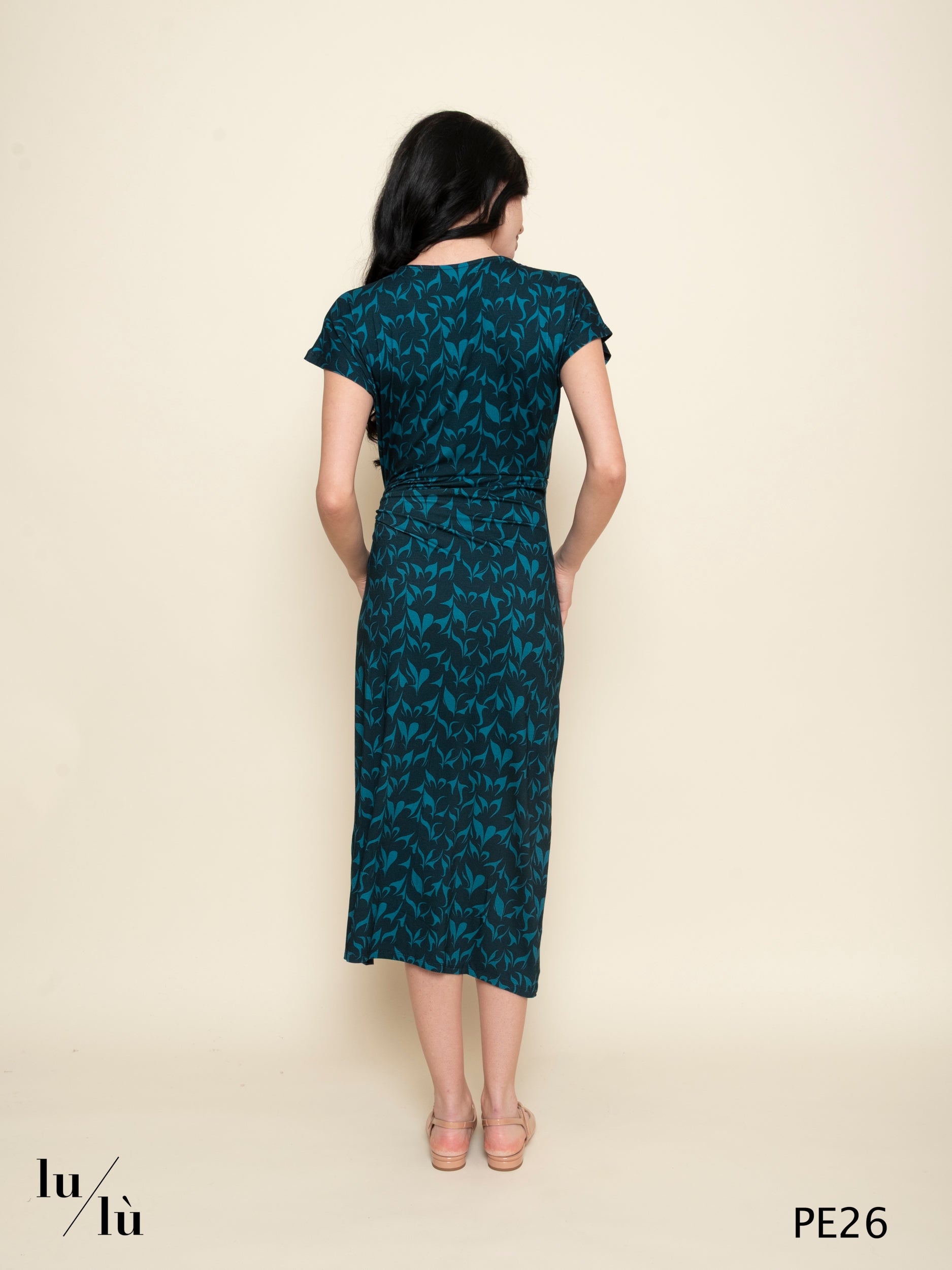 Pervinca - Abito donna midi in viscosa stampata