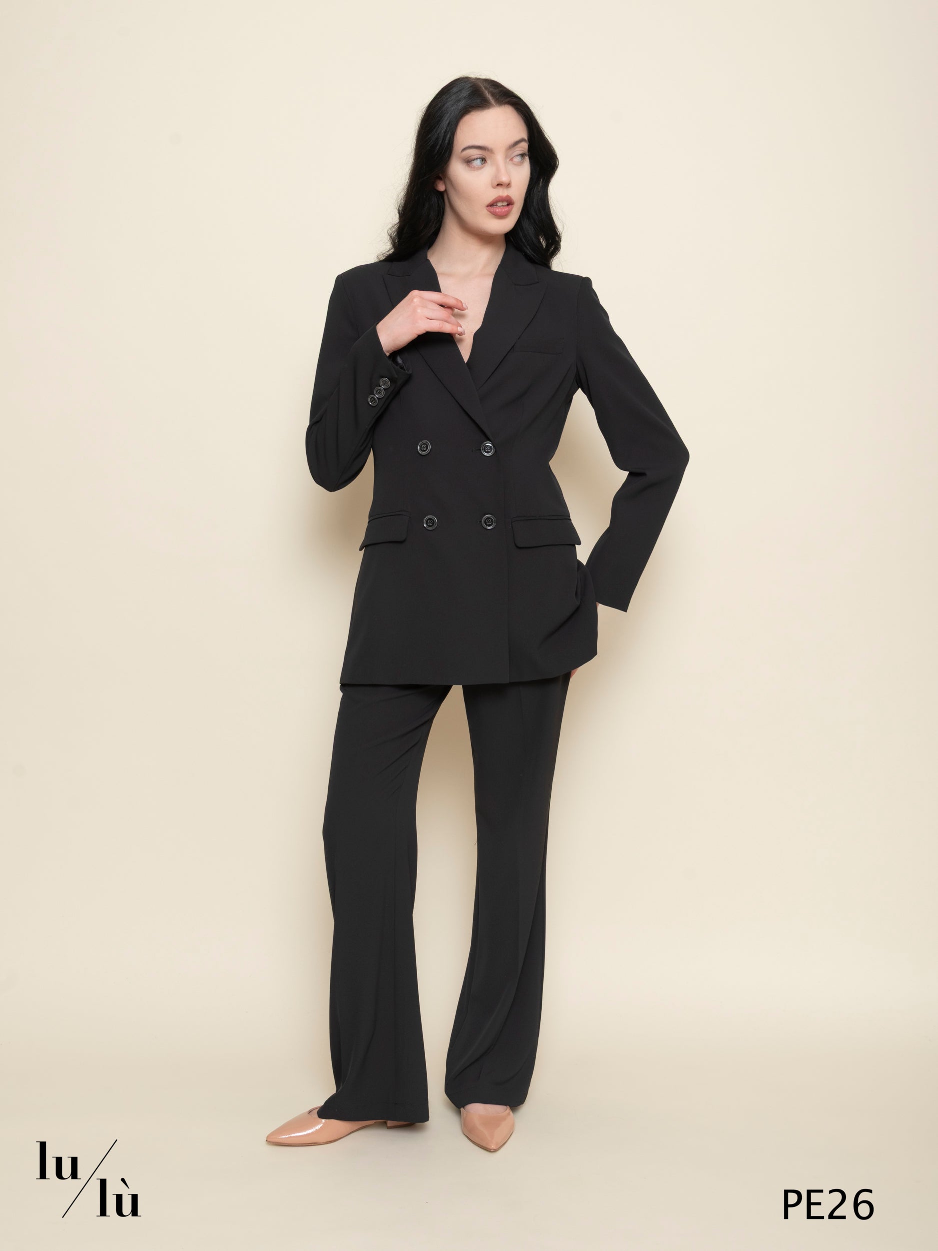 Sempreviva - Giacca donna doppiopetto nera