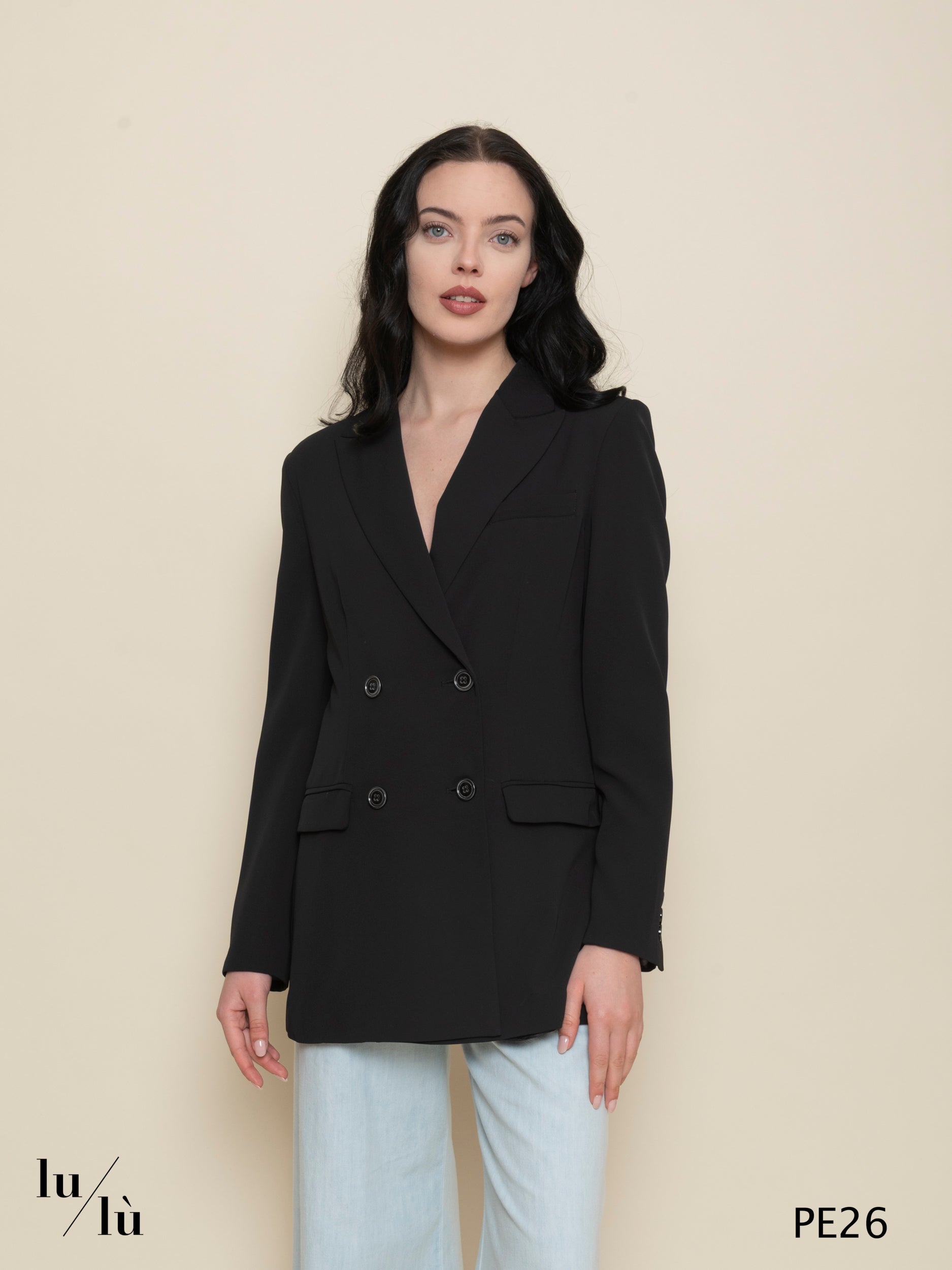 Sempreviva - Giacca donna doppiopetto nera