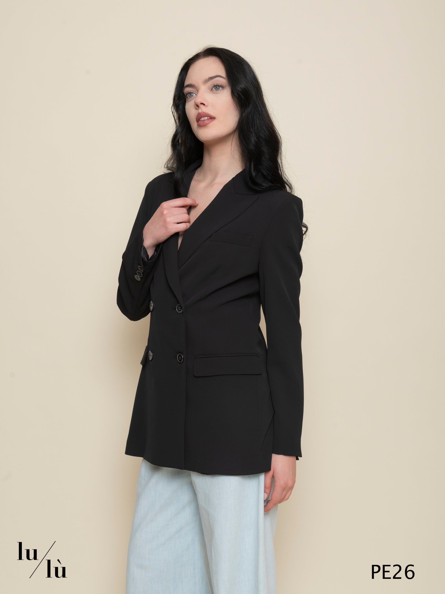 Sempreviva - Giacca donna doppiopetto nera