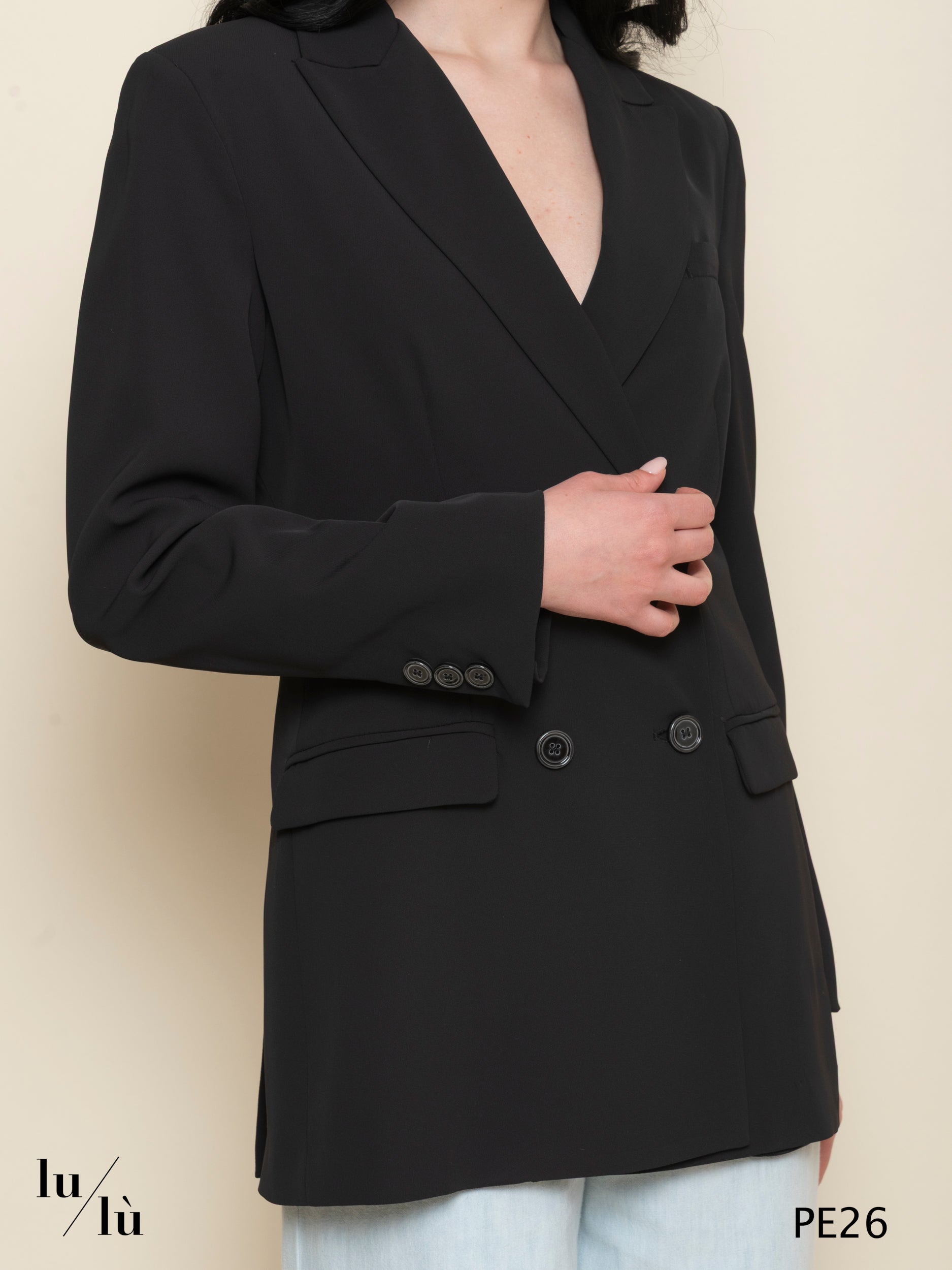 Sempreviva - Giacca donna doppiopetto nera