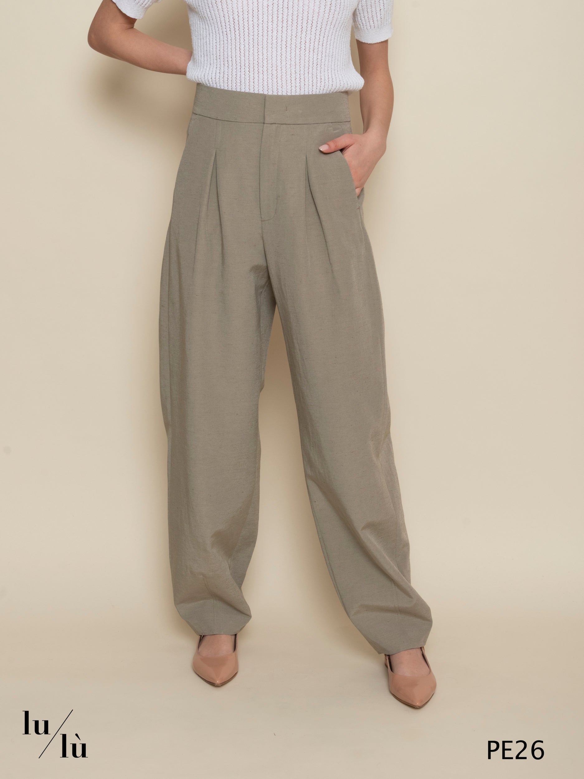 Kobe - Pantalone donna ampio con pinces