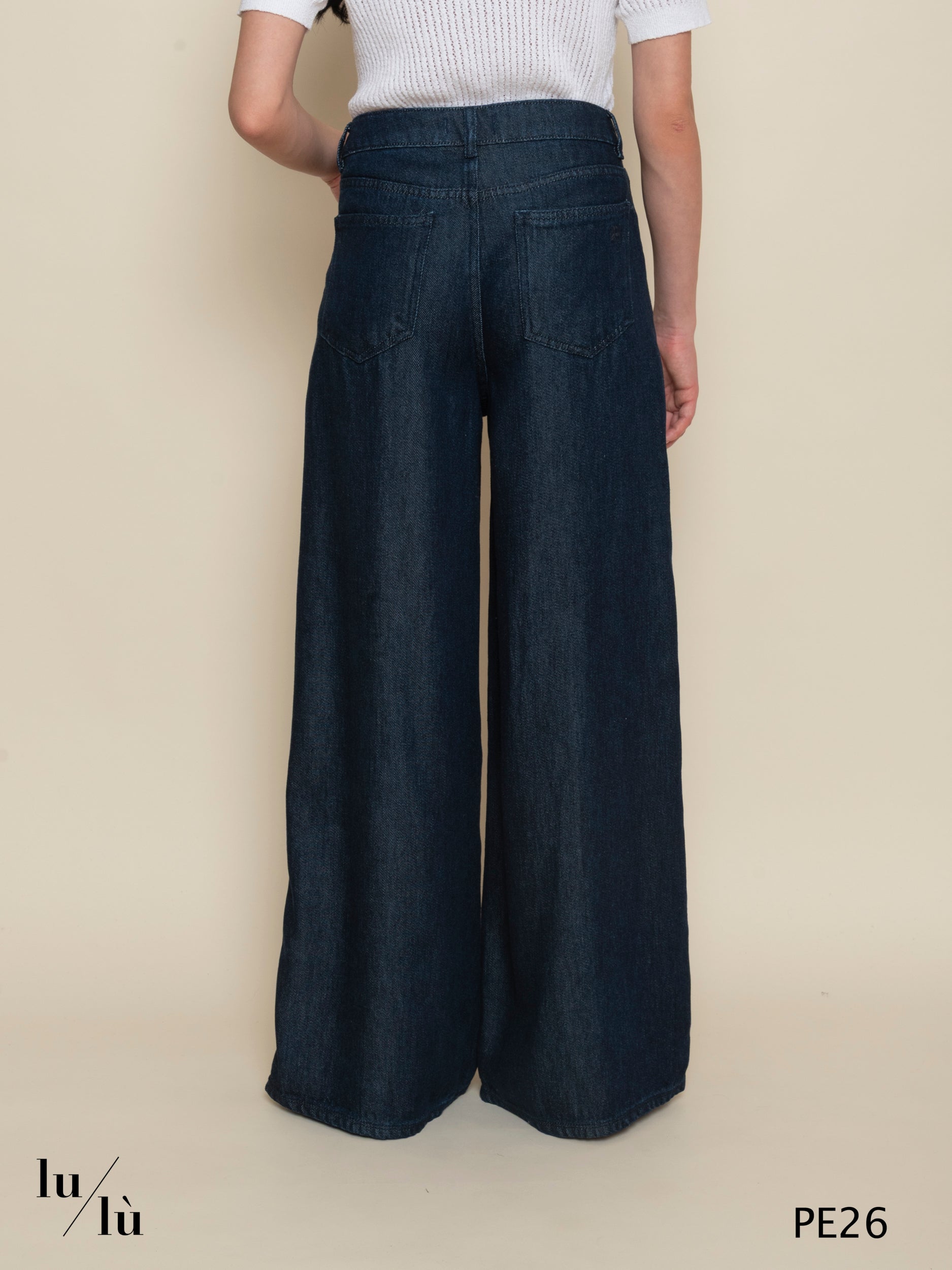 Loich - Pantalone denim donna con gamba ampia