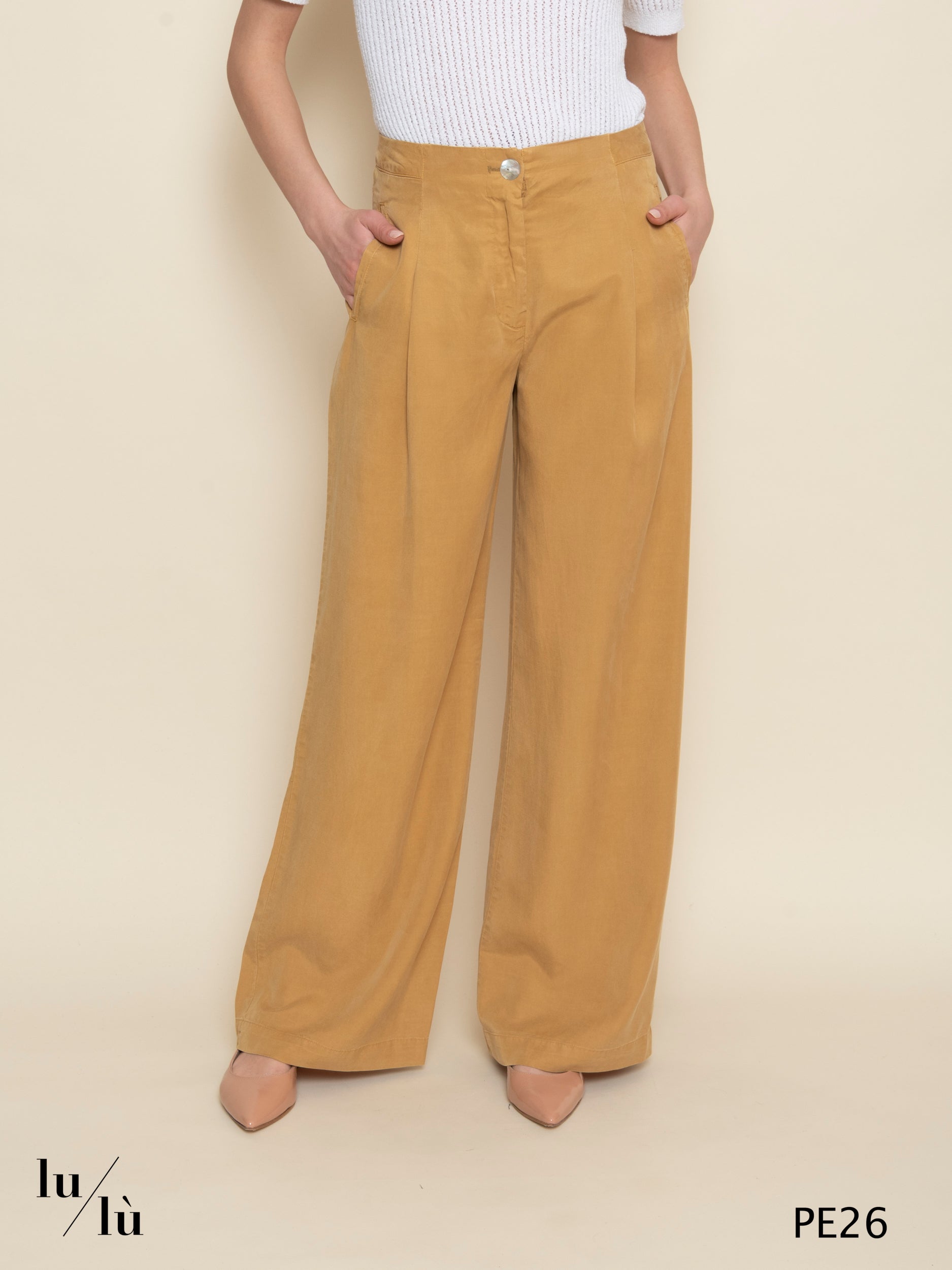 Coralia - Pantalone donna ampio in viscosa e lyocell