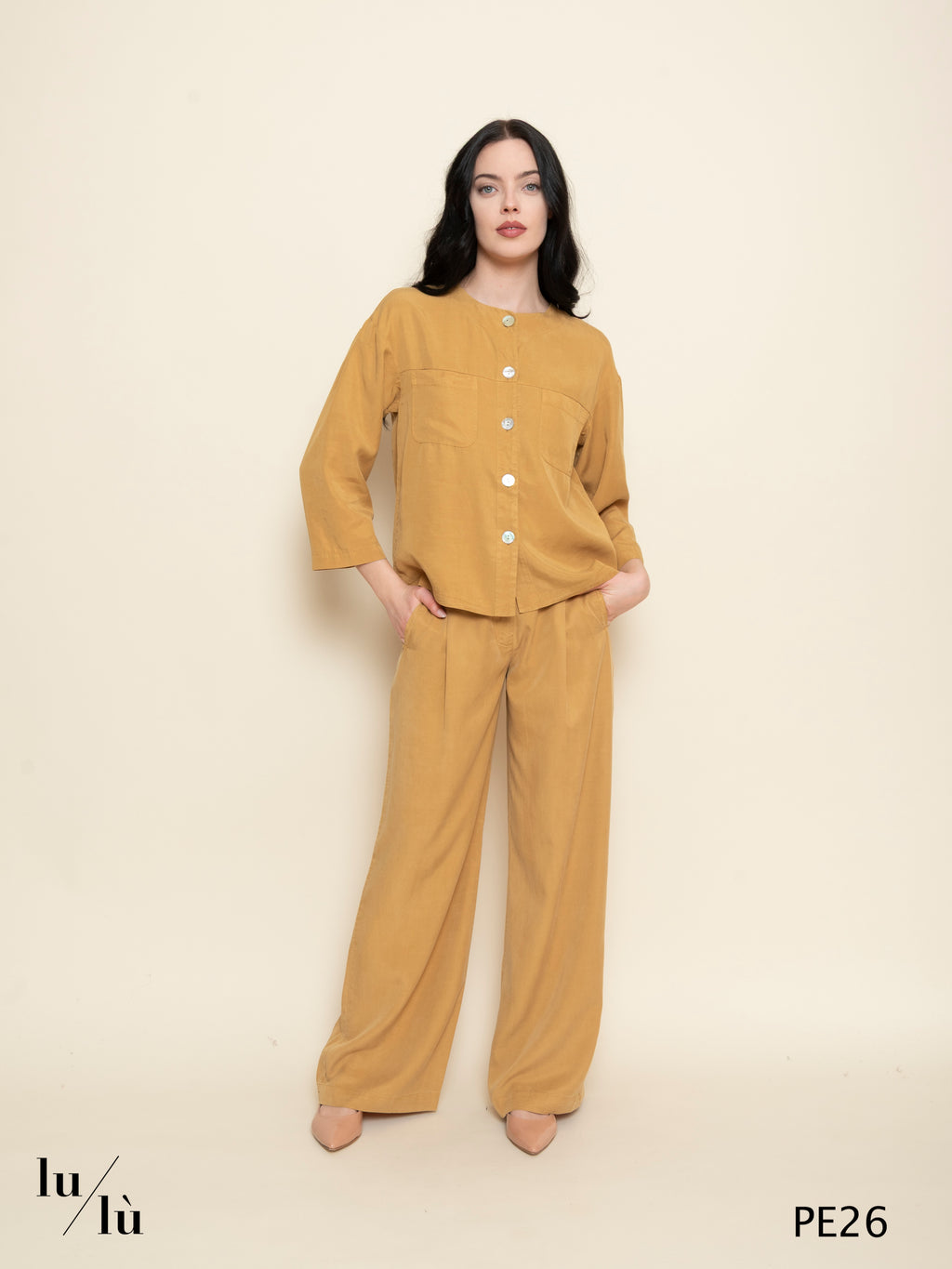 Coralia - Pantalone donna ampio in viscosa e lyocell