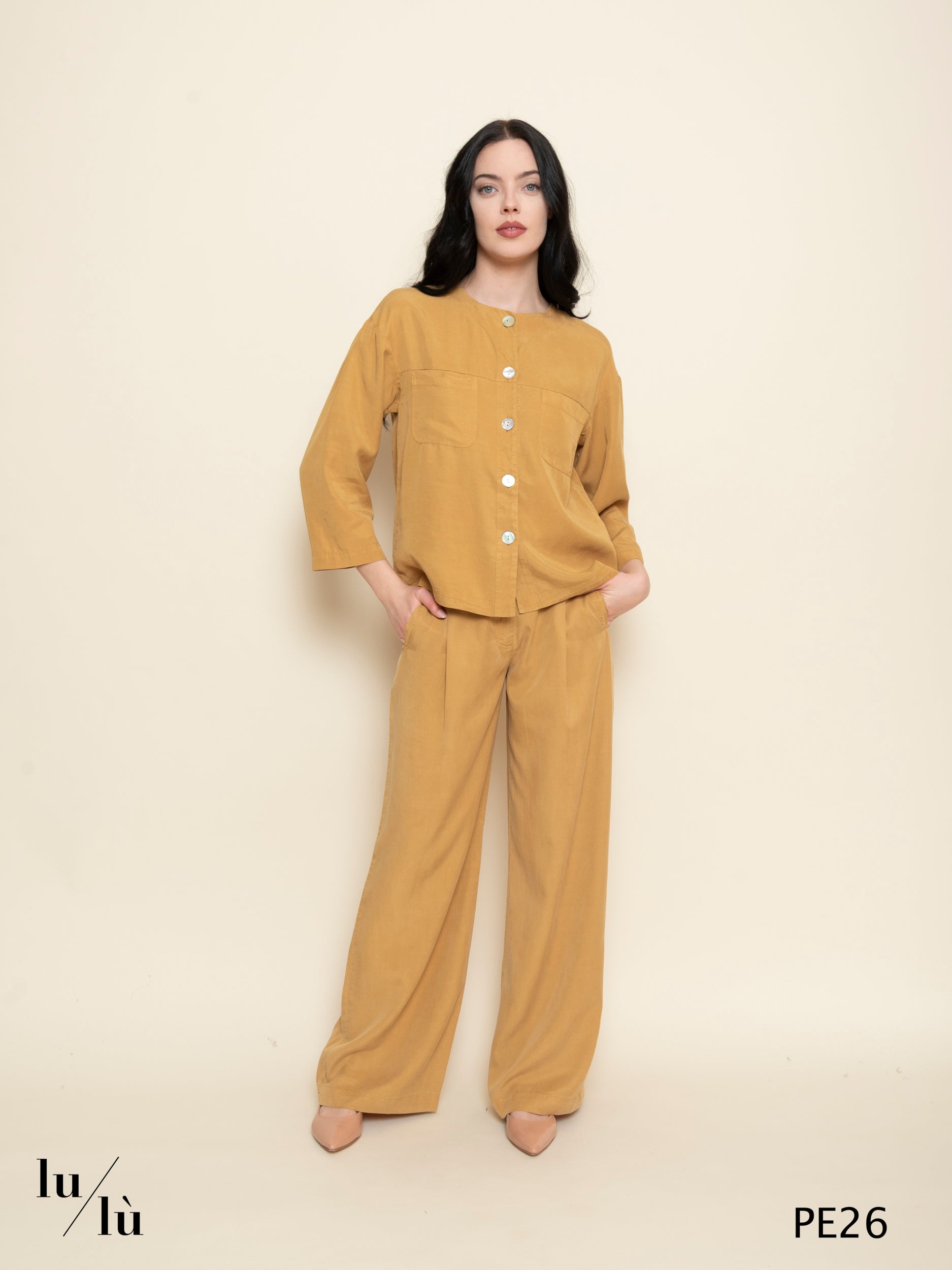 Coralia - Pantalone donna ampio in viscosa e lyocell