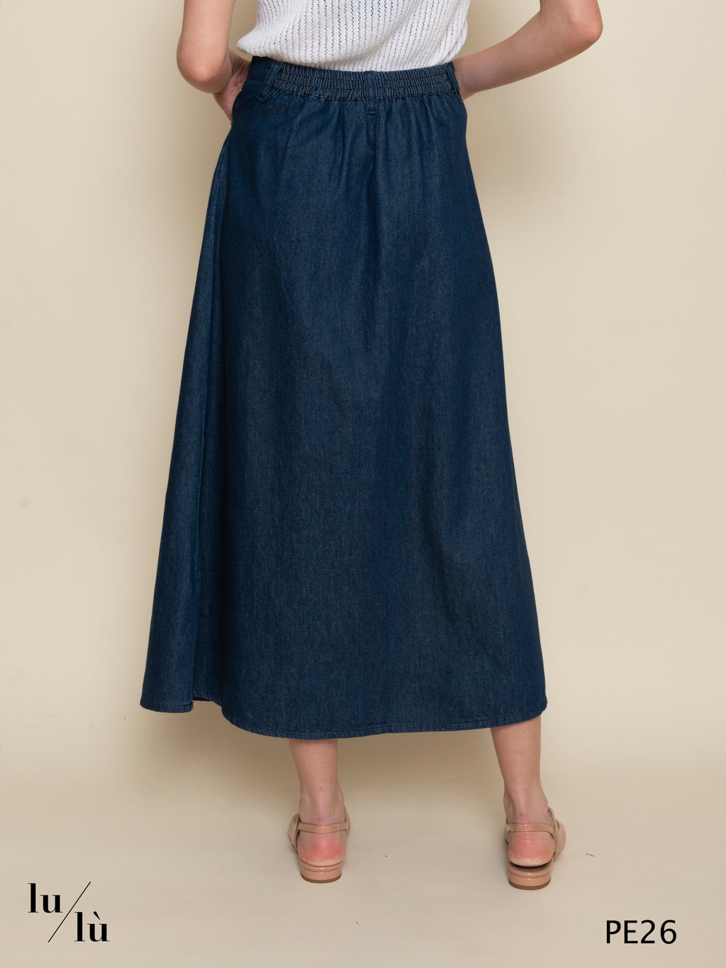 Luce - Gonna midi in denim di cotone