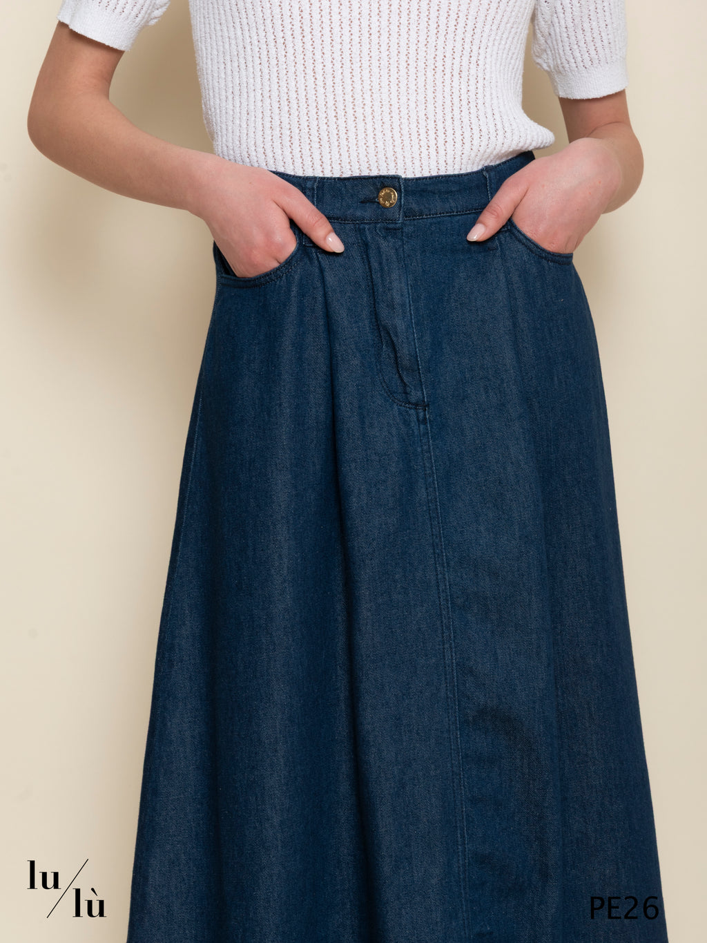 Luce - Gonna midi in denim di cotone