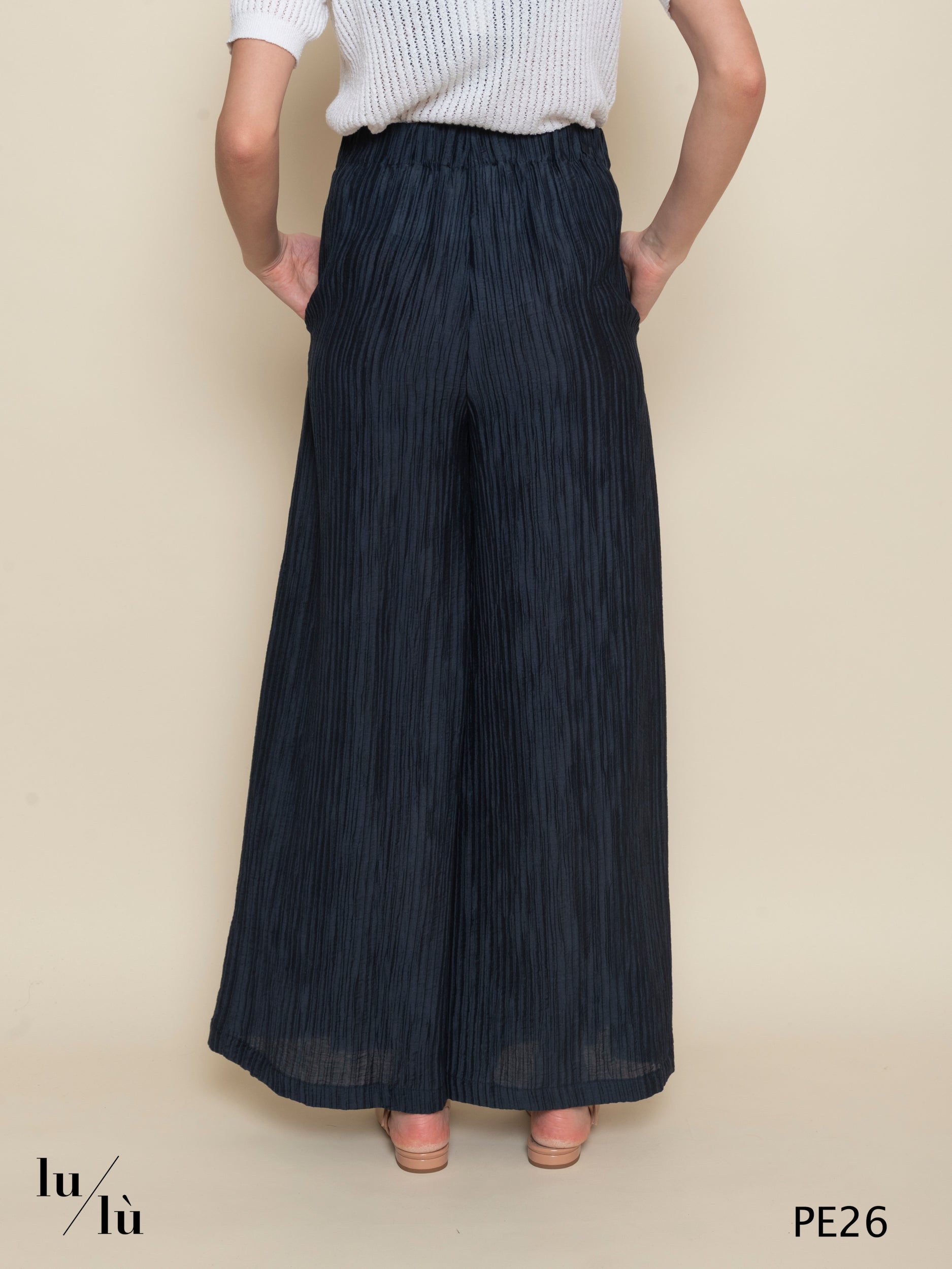 Cedrina - Pantalone donna ampio in tessuto froissé