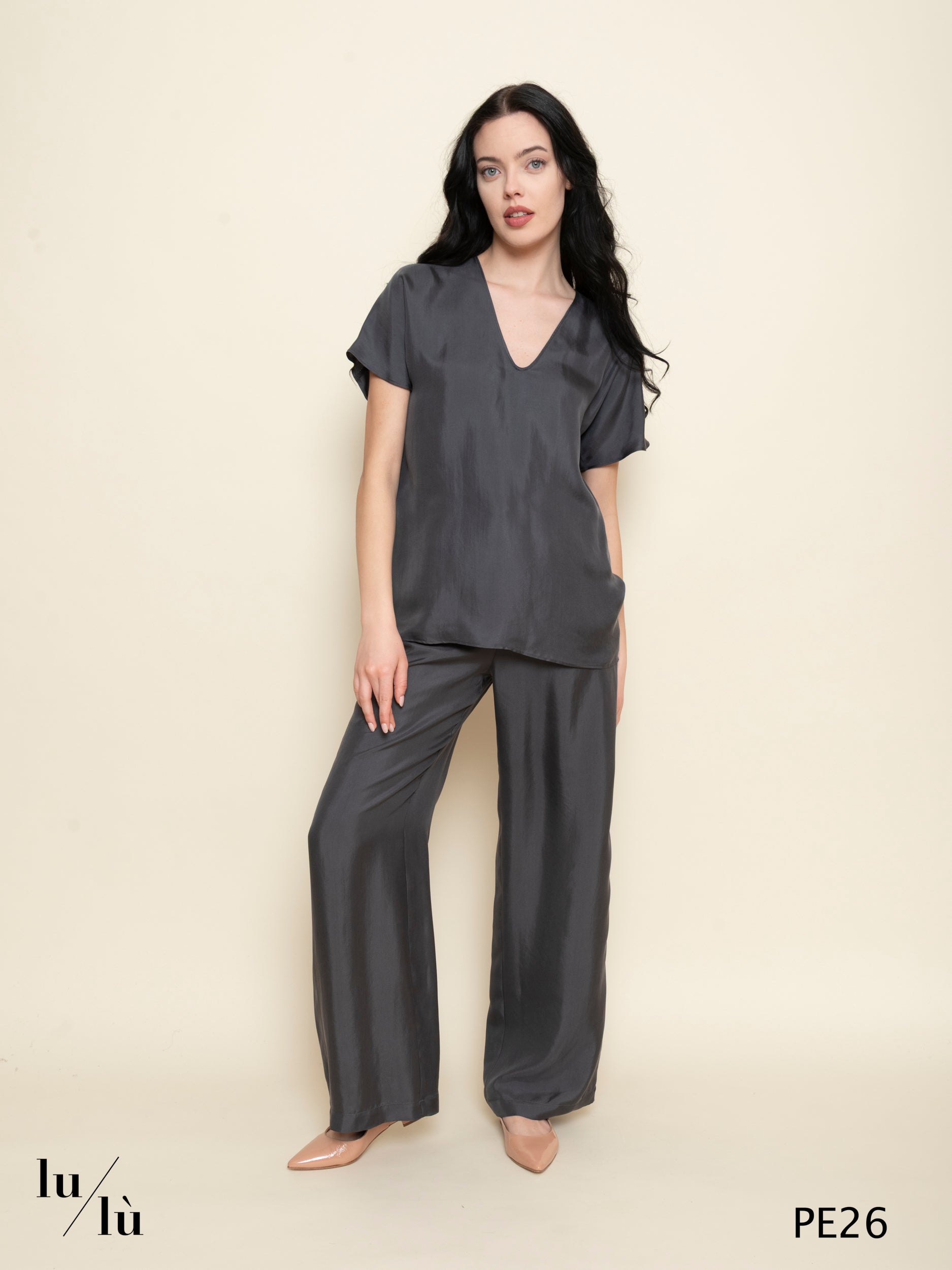 Ciliegia - Pantalone donna fluido in seta