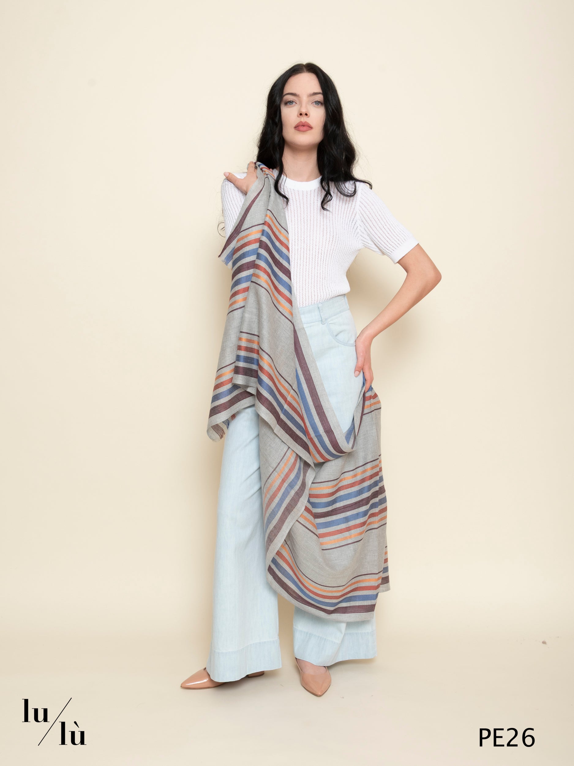 Mirra - Foulard a righe multicolor