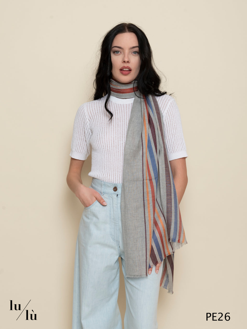 Mirra - Foulard a righe multicolor
