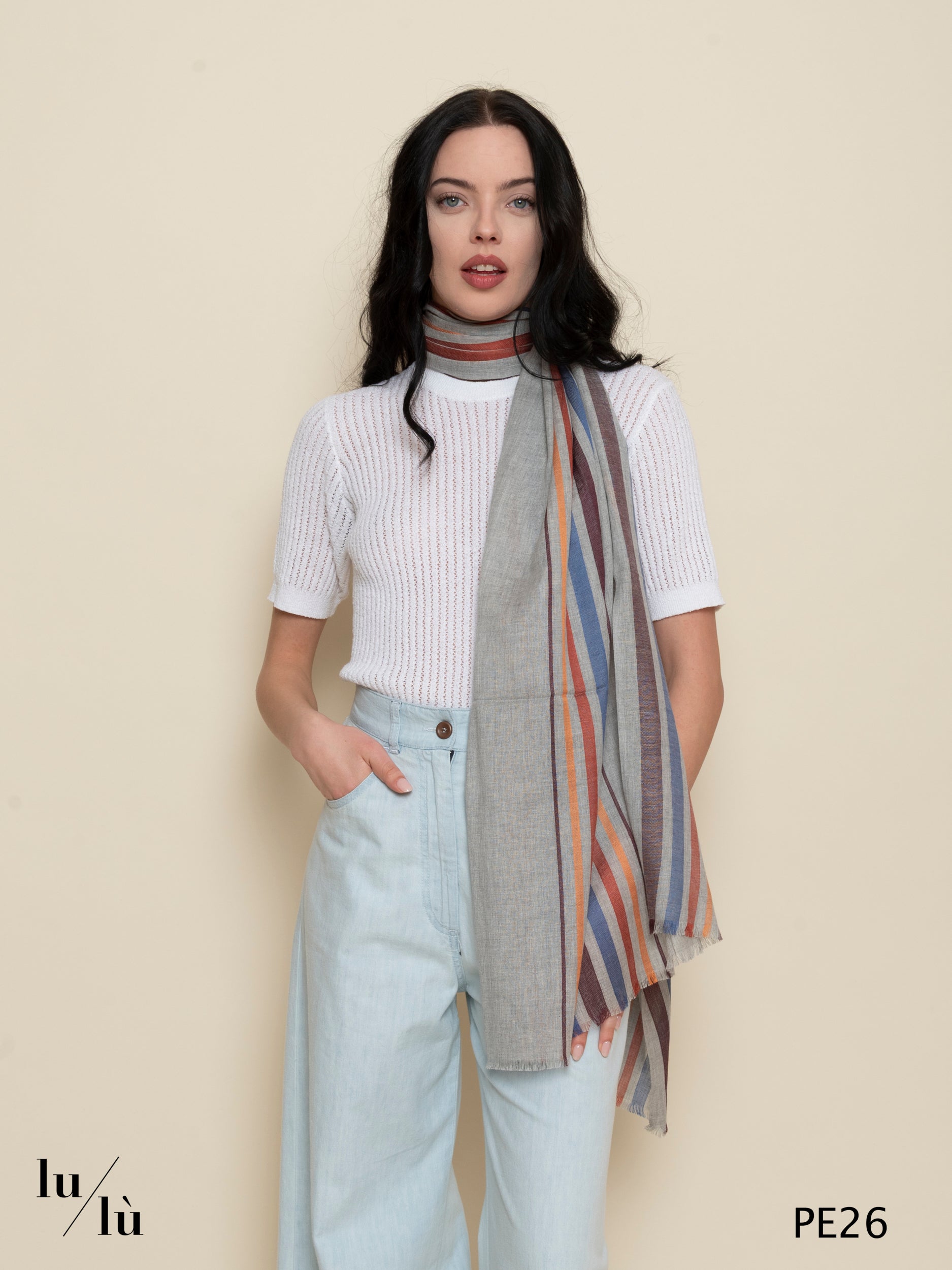 Mirra - Foulard a righe multicolor