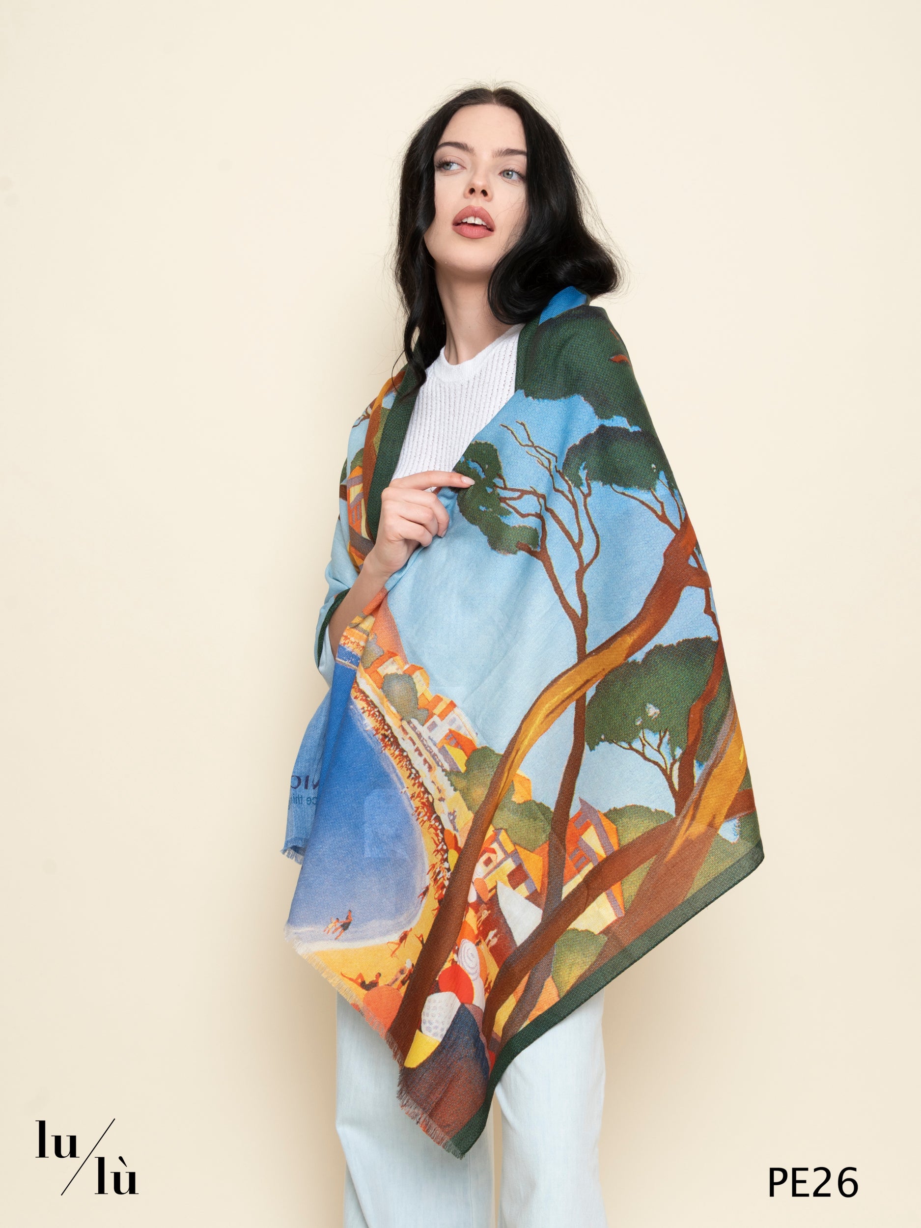 Anice - Foulard con paesaggio multicolor