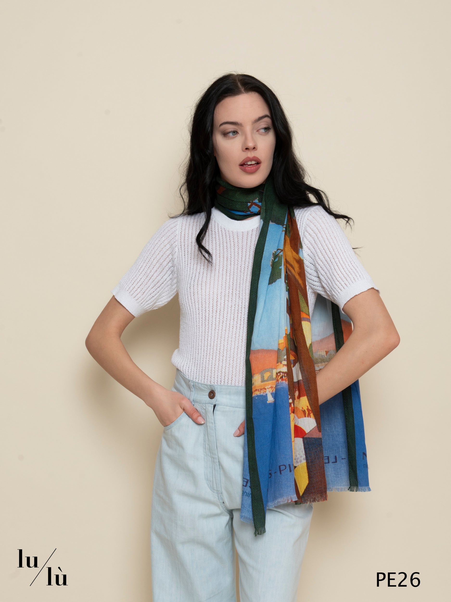 Anice - Foulard con paesaggio multicolor