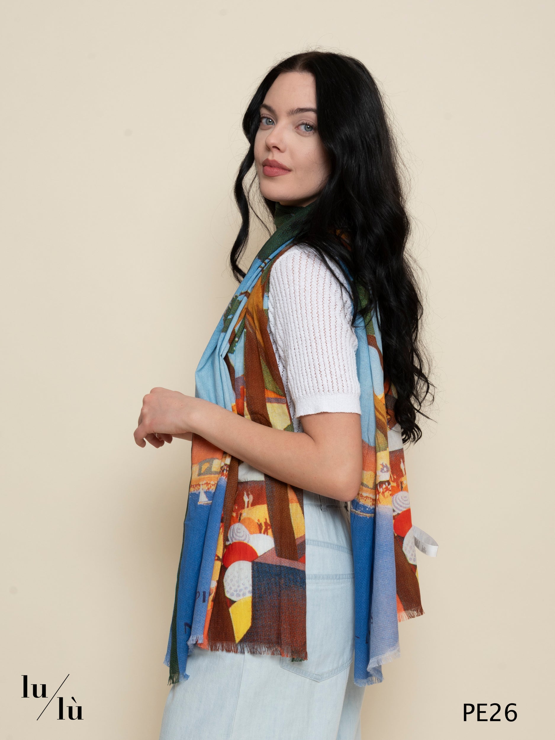 Anice - Foulard con paesaggio multicolor