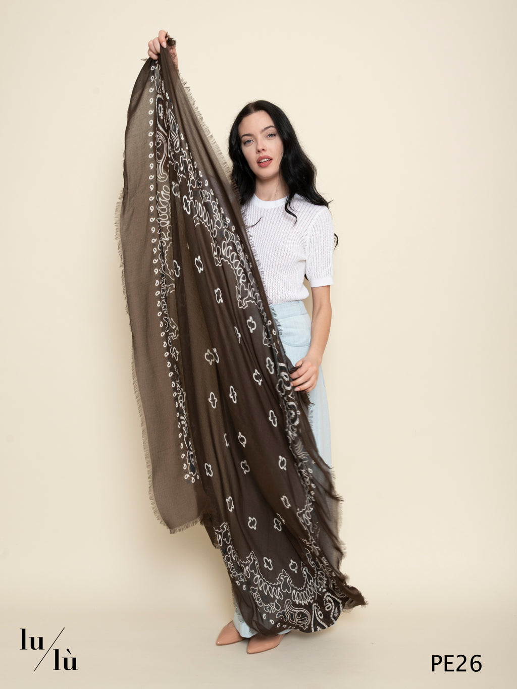 Timo Brown - Foulard in modal e cashmere quadrato stampa bandana