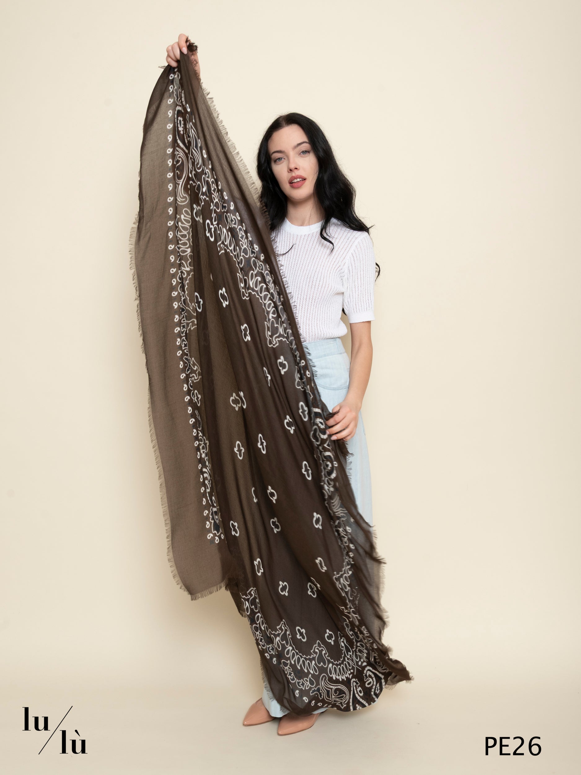 Timo Brown - Foulard in modal e cashmere quadrato stampa bandana