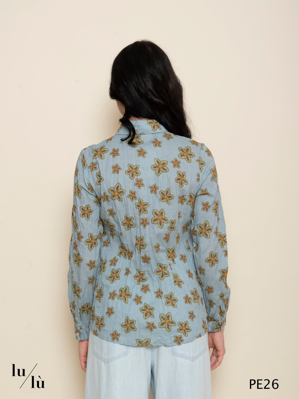 Fiorella - Camicia donna in cotone stampato collo classico