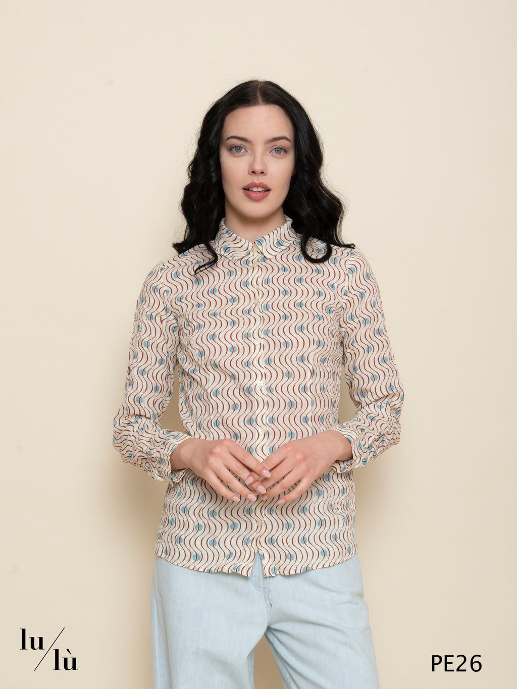 Fiorenza - Camicia donna in cotone stampato collo classico