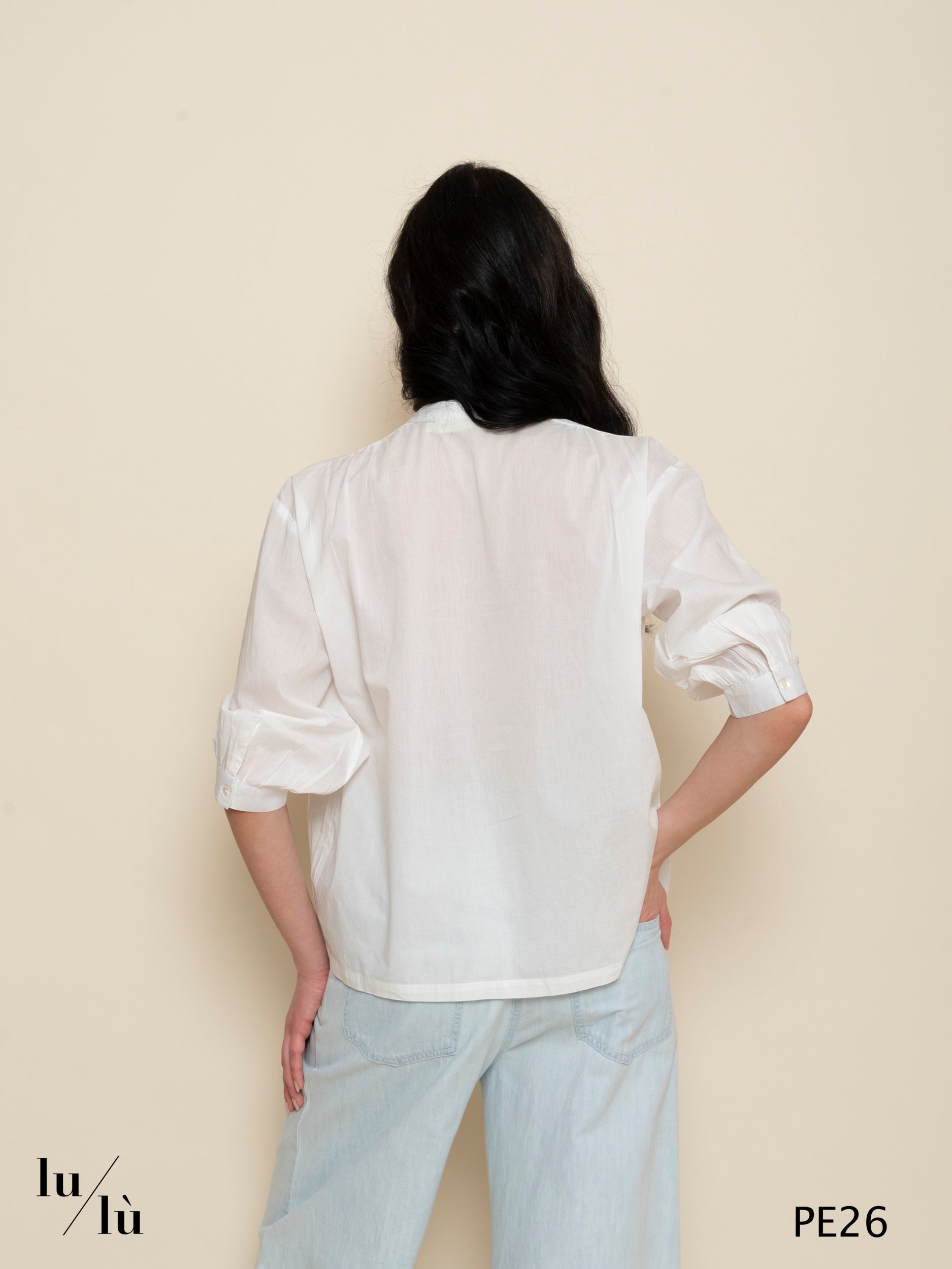 Rosanna - Camicia donna in cotone con collo alla coreana