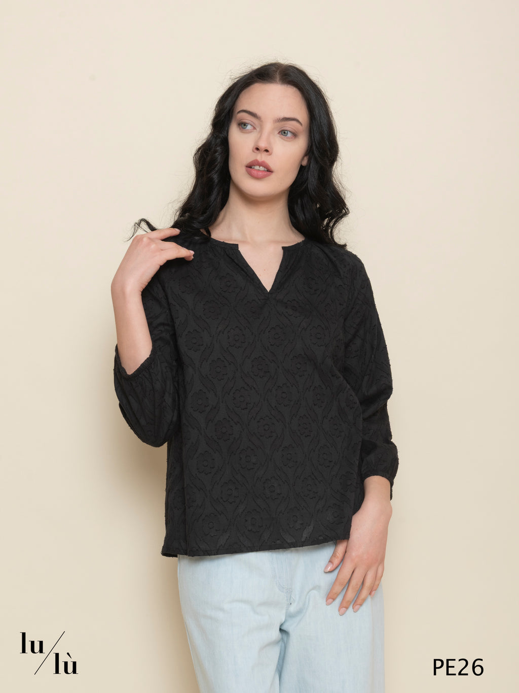 Rosella - Blusa donna in cotone jacquard