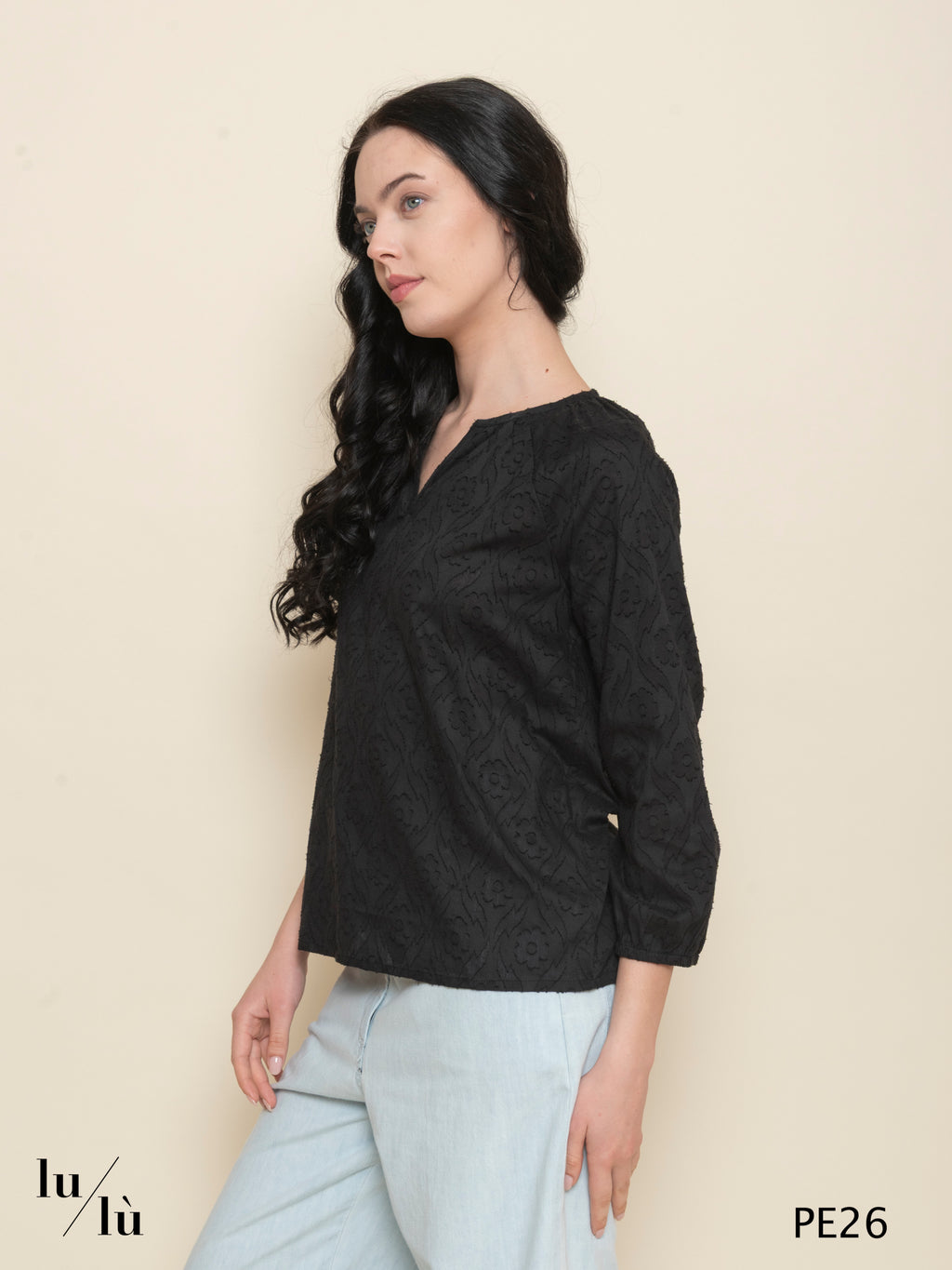 Rosella - Blusa donna in cotone jacquard