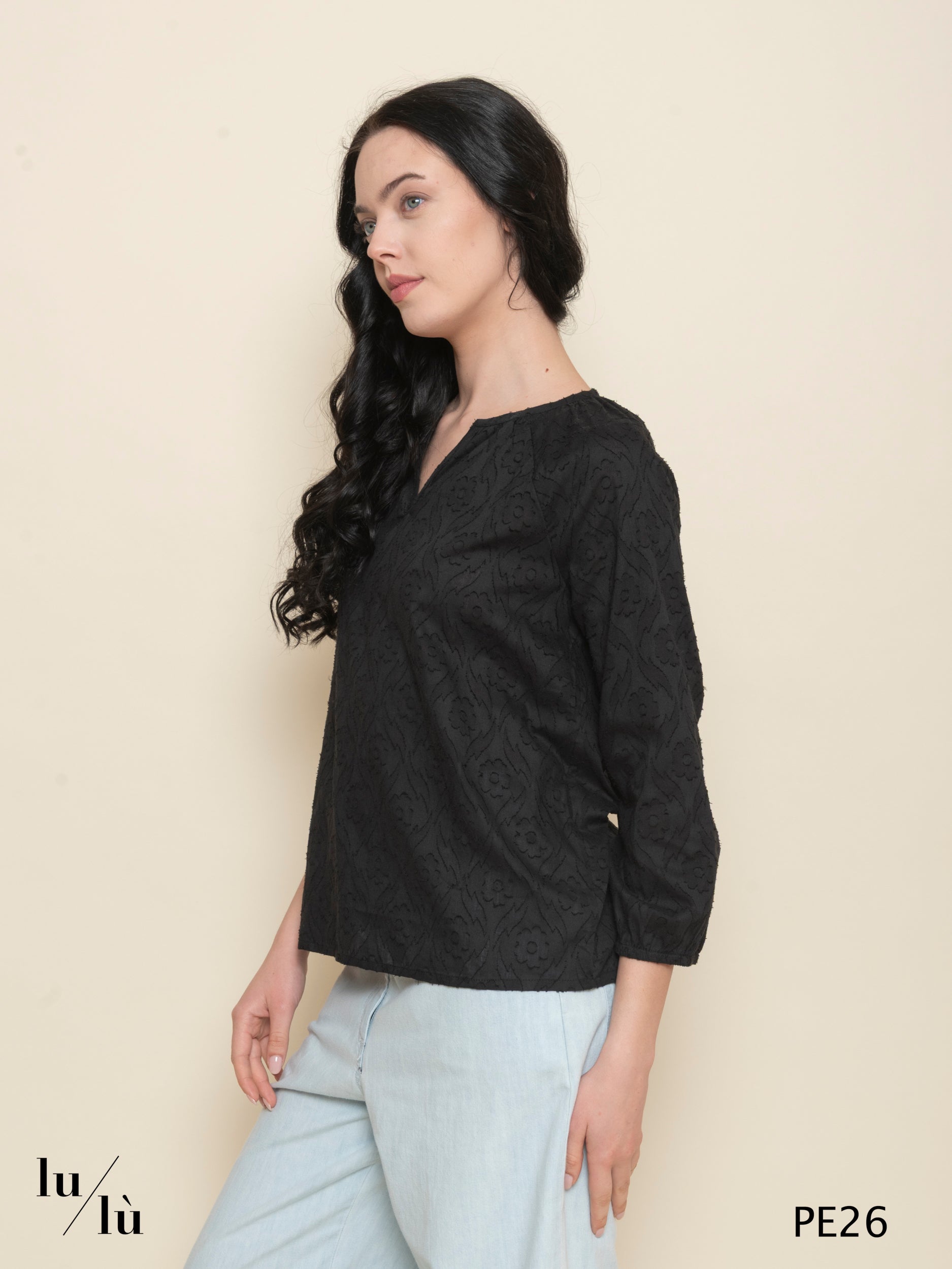 Rosella - Blusa donna in cotone jacquard